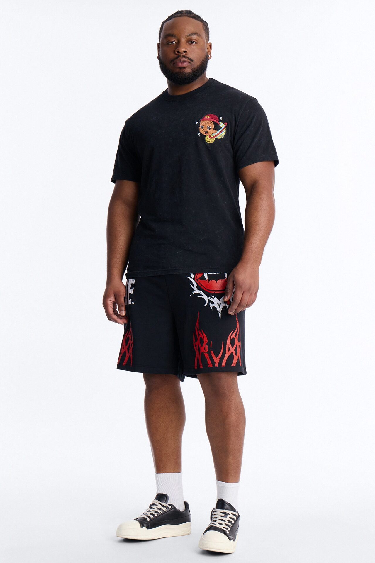 Cosmic Boy Still Gonna Shine Embroidery Vintage Short Sleeve Tee - Black Wash