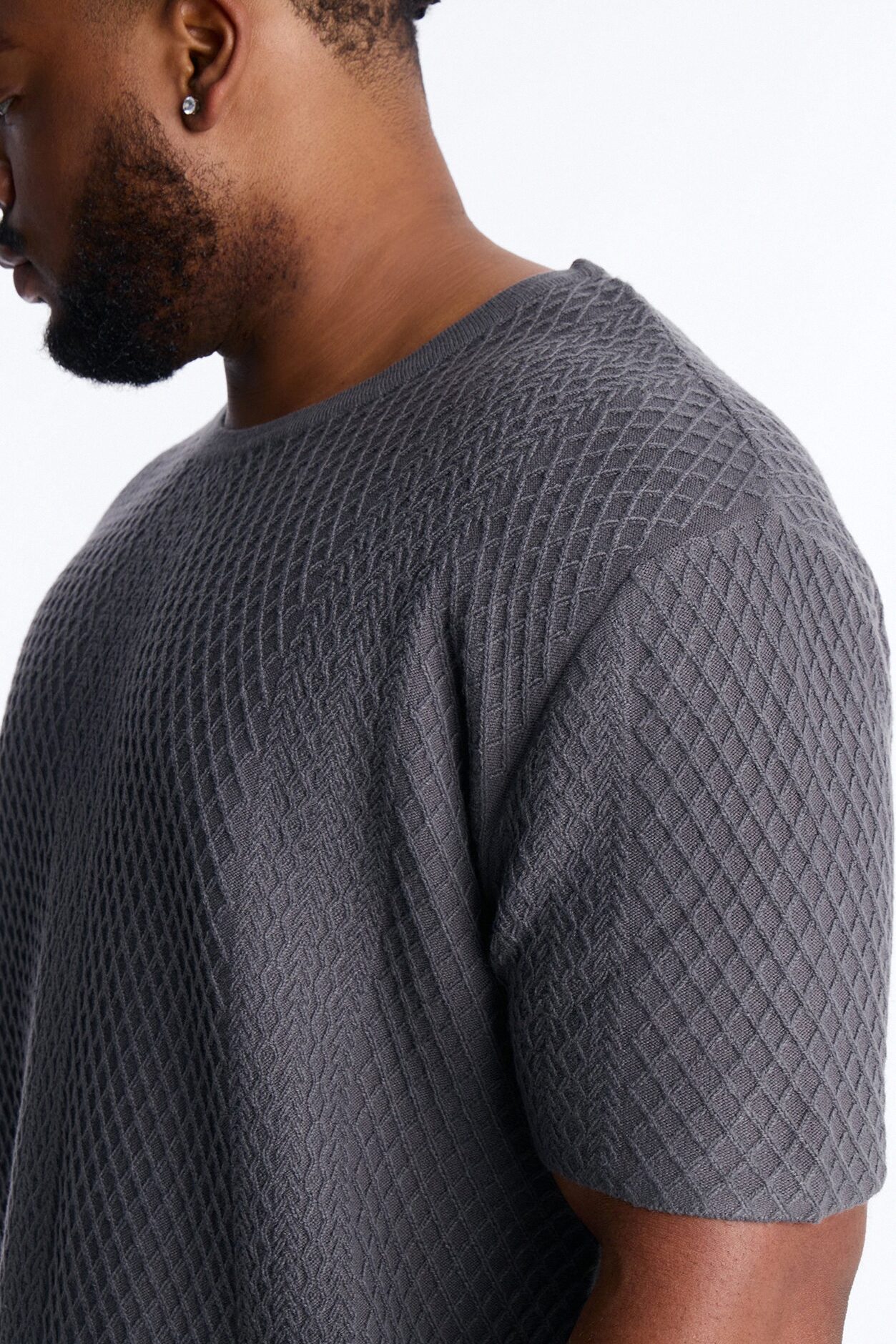 Relaxed Knitted Crewneck Tee - Black
