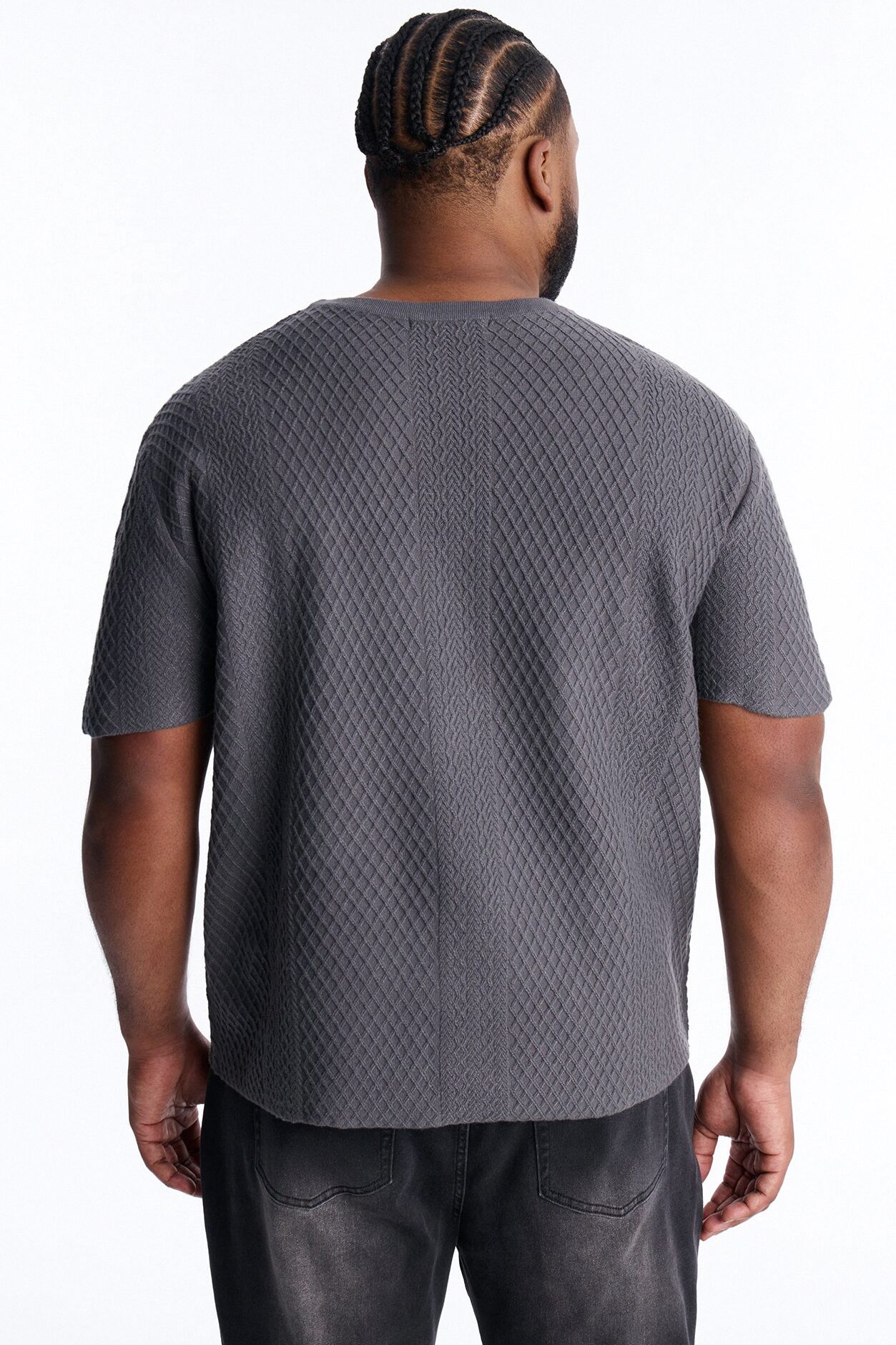 Relaxed Knitted Crewneck Tee - Black