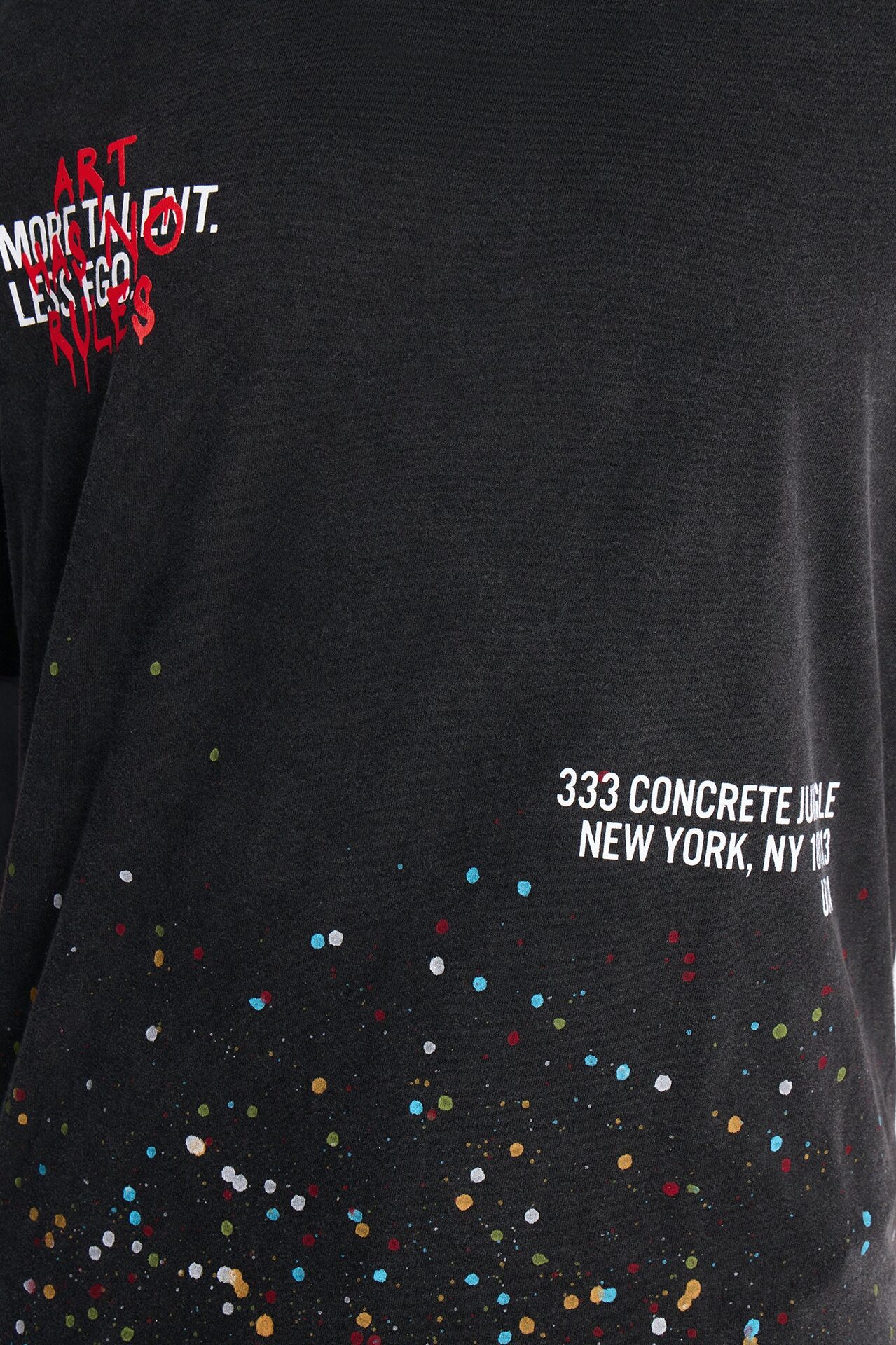 Art Has No Rules Paint Splatter Oversized Short Sleeve Tee - Black Wash