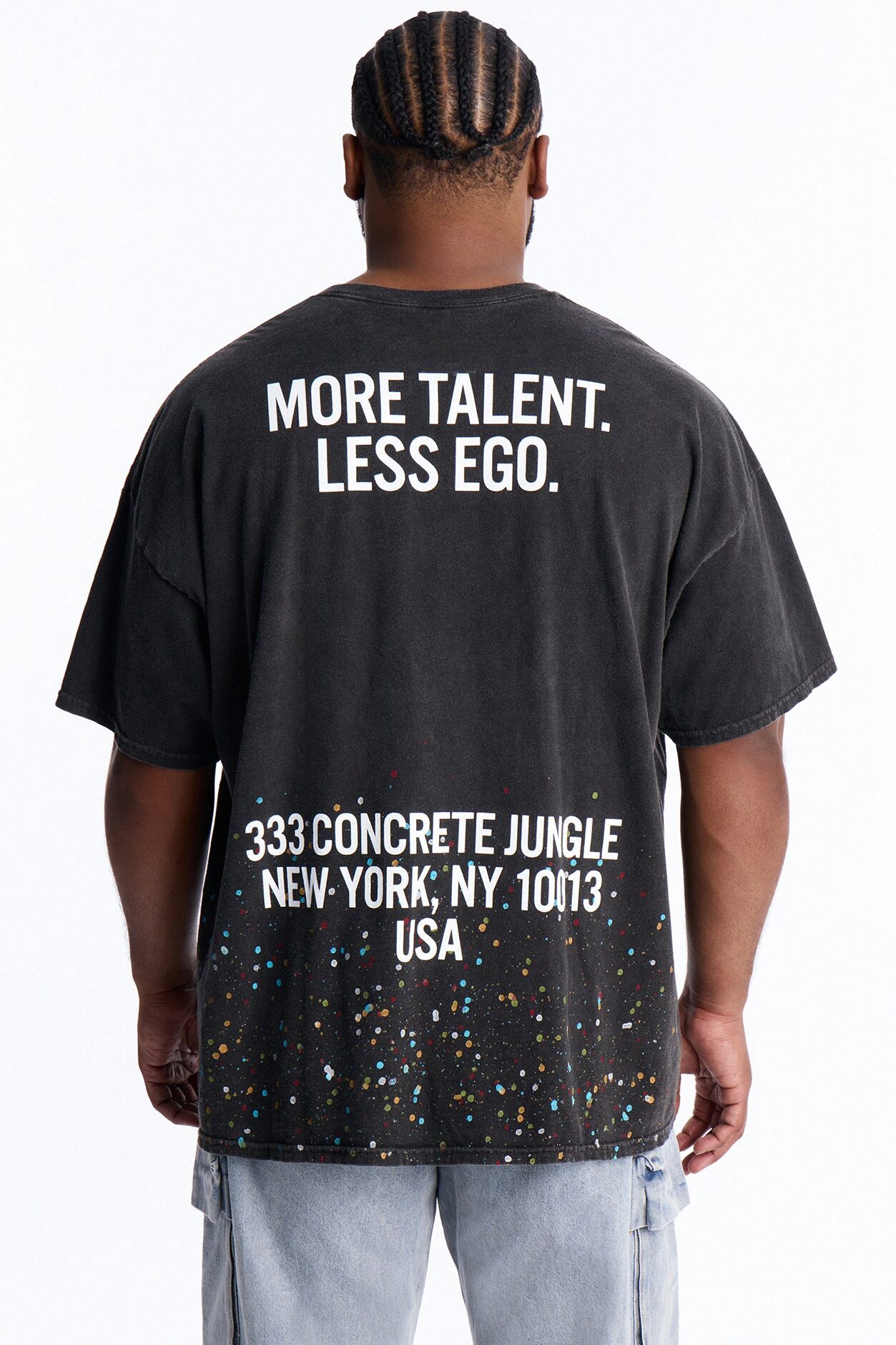Art Has No Rules Paint Splatter Oversized Short Sleeve Tee - Black Wash