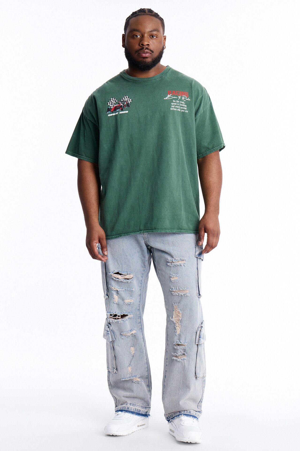 Racing Time Oversized Short Sleeve Tee - Hunter Green