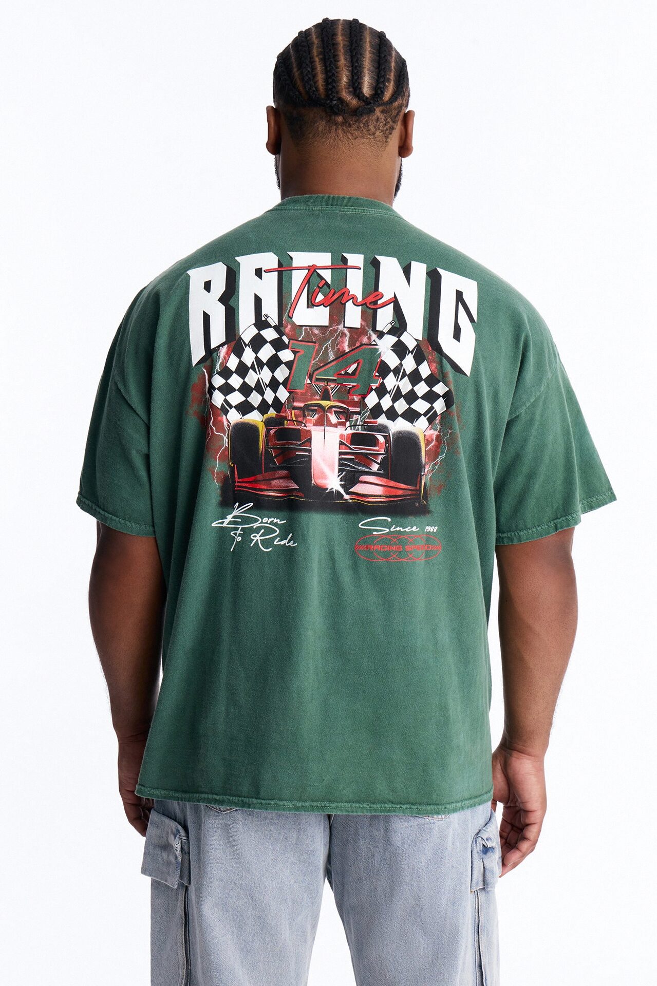 Racing Time Oversized Short Sleeve Tee - Hunter Green