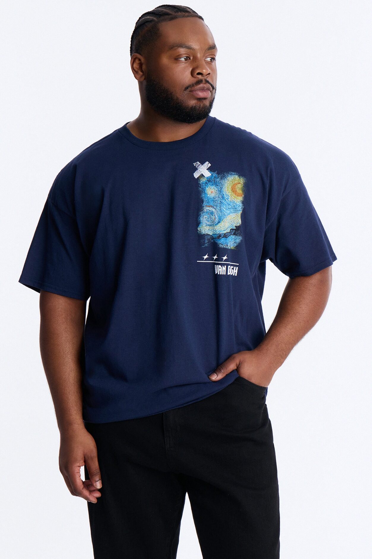 Van Gogh Stars Don't Sleep Short Sleeve Tee - Navy