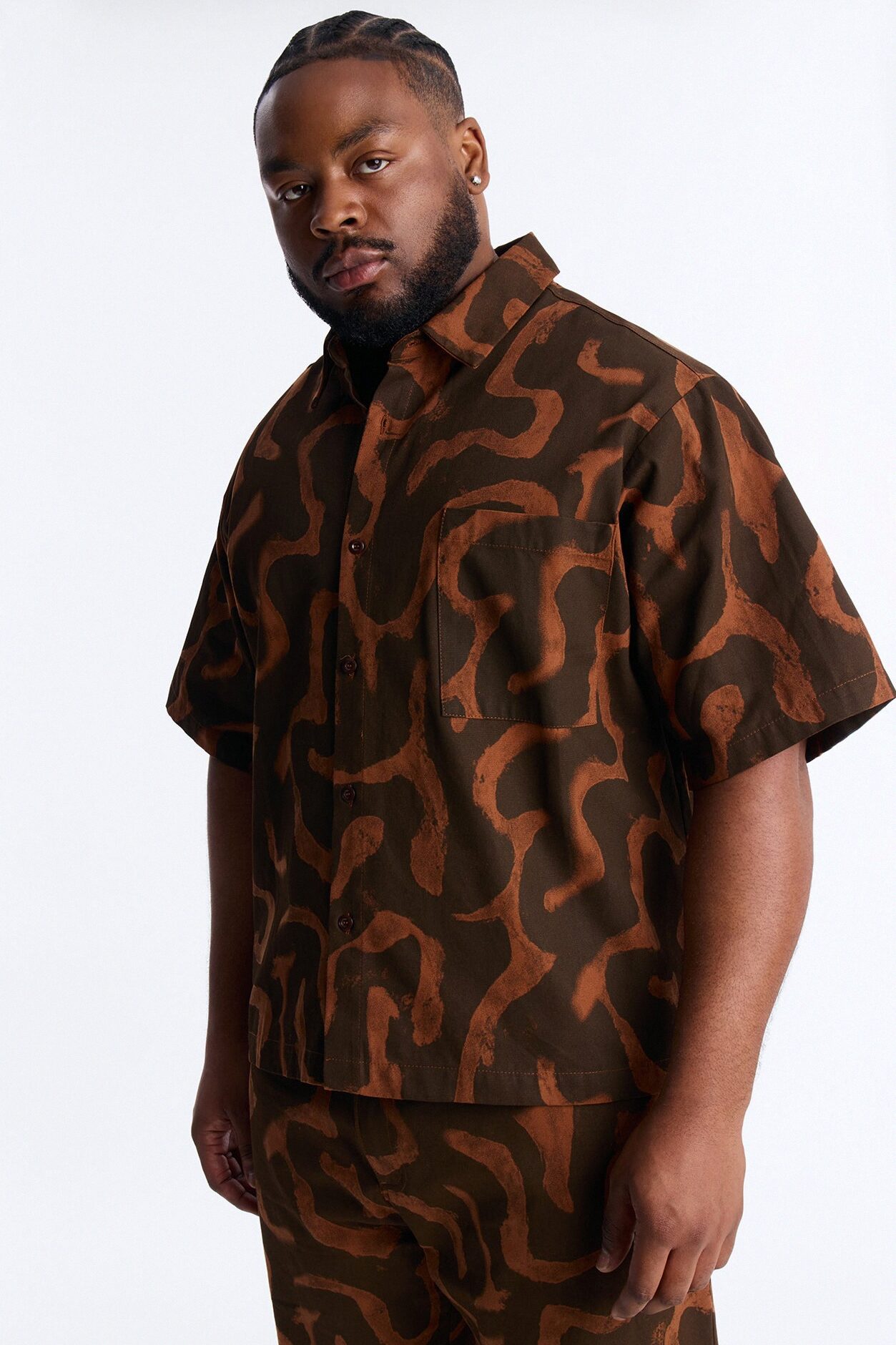 Drizzled Button Up Shirt - Rust