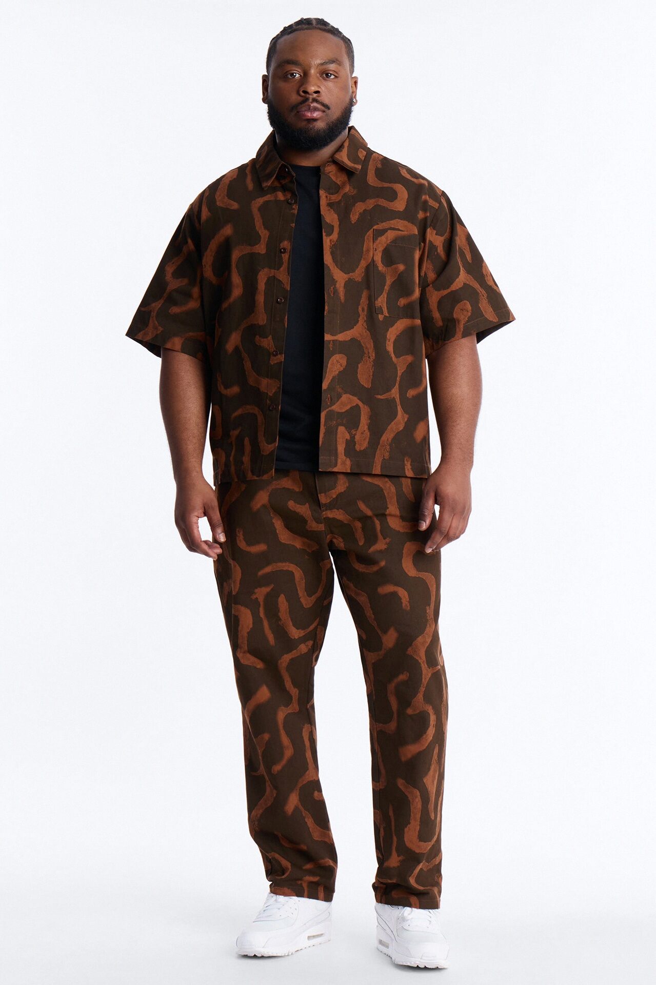Drizzled Button Up Shirt - Rust