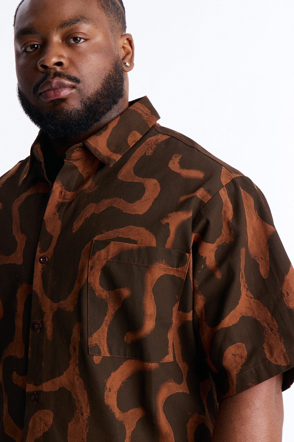 Drizzled Button Up Shirt - Rust