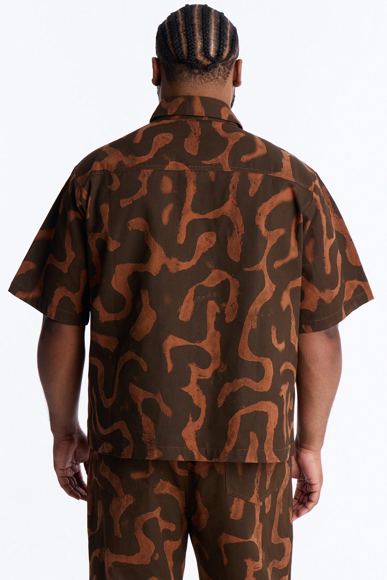 Drizzled Button Up Shirt - Rust