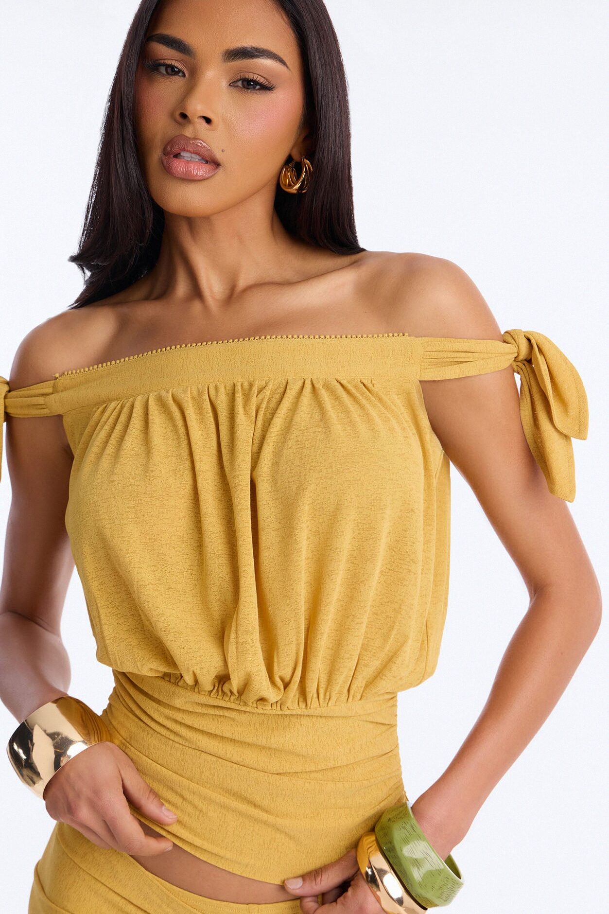 Lorraina 3 Piece Scarf Pant Set - Mustard