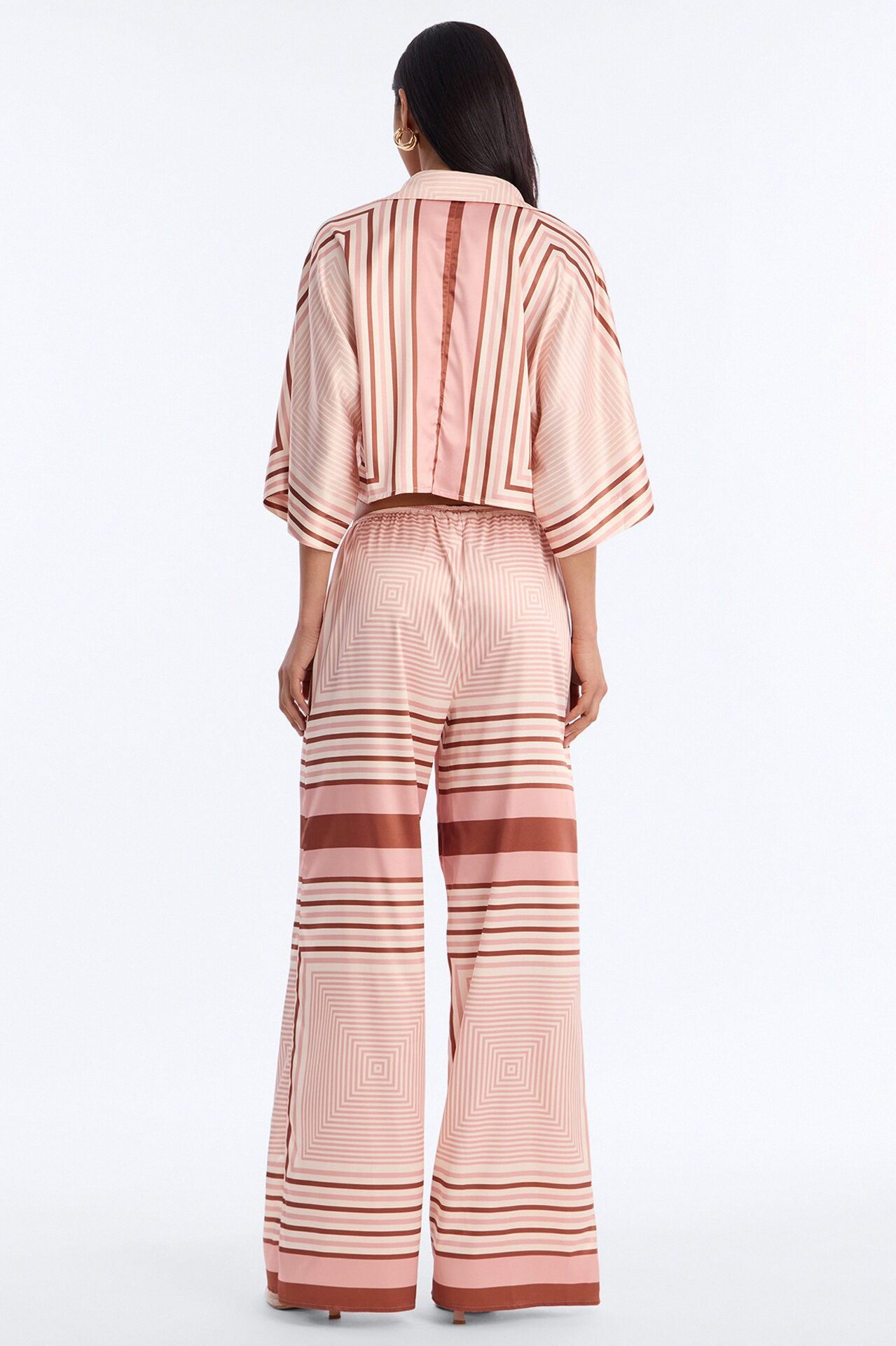Elora Satin Pant Set - Pink/combo