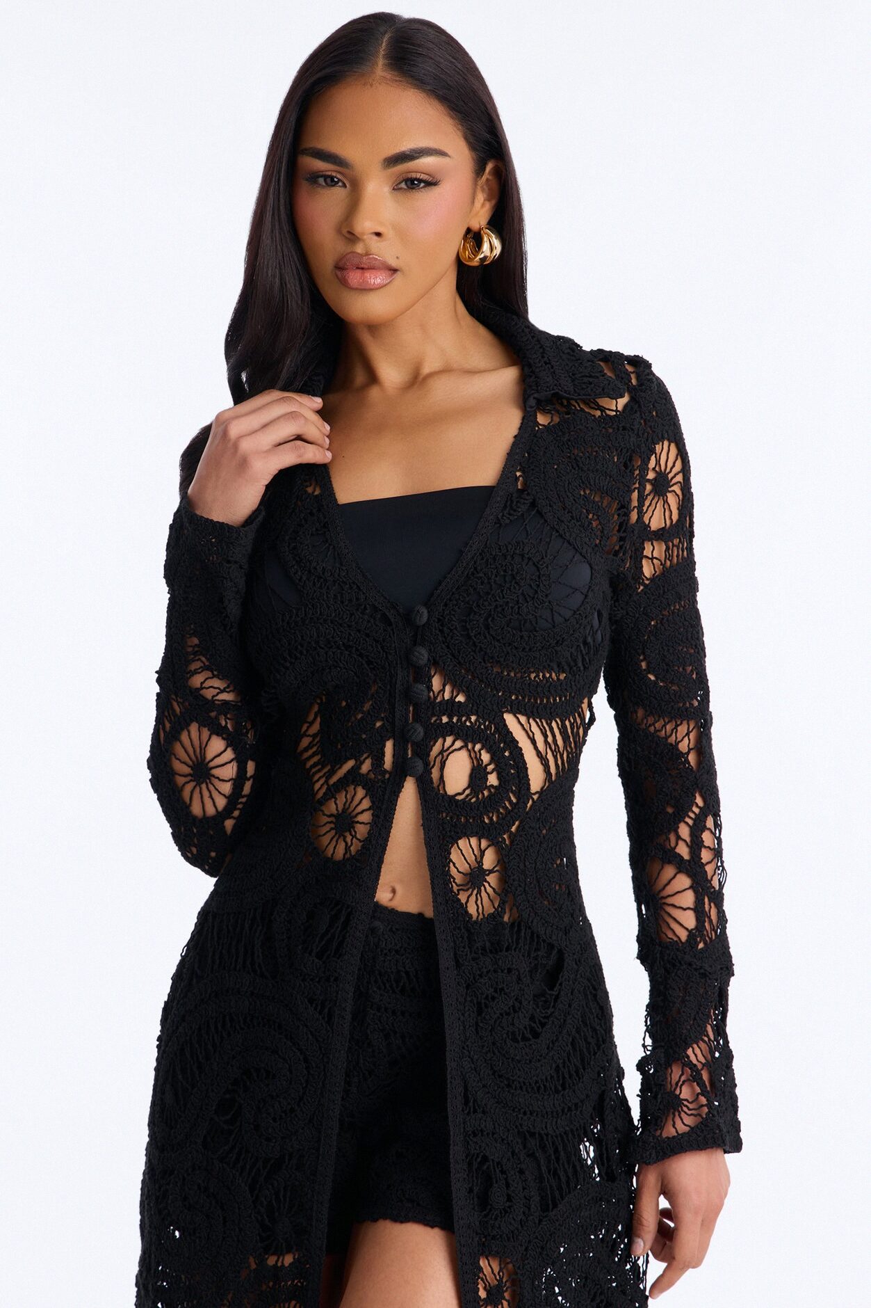 Carly Crochet Short Set - Black