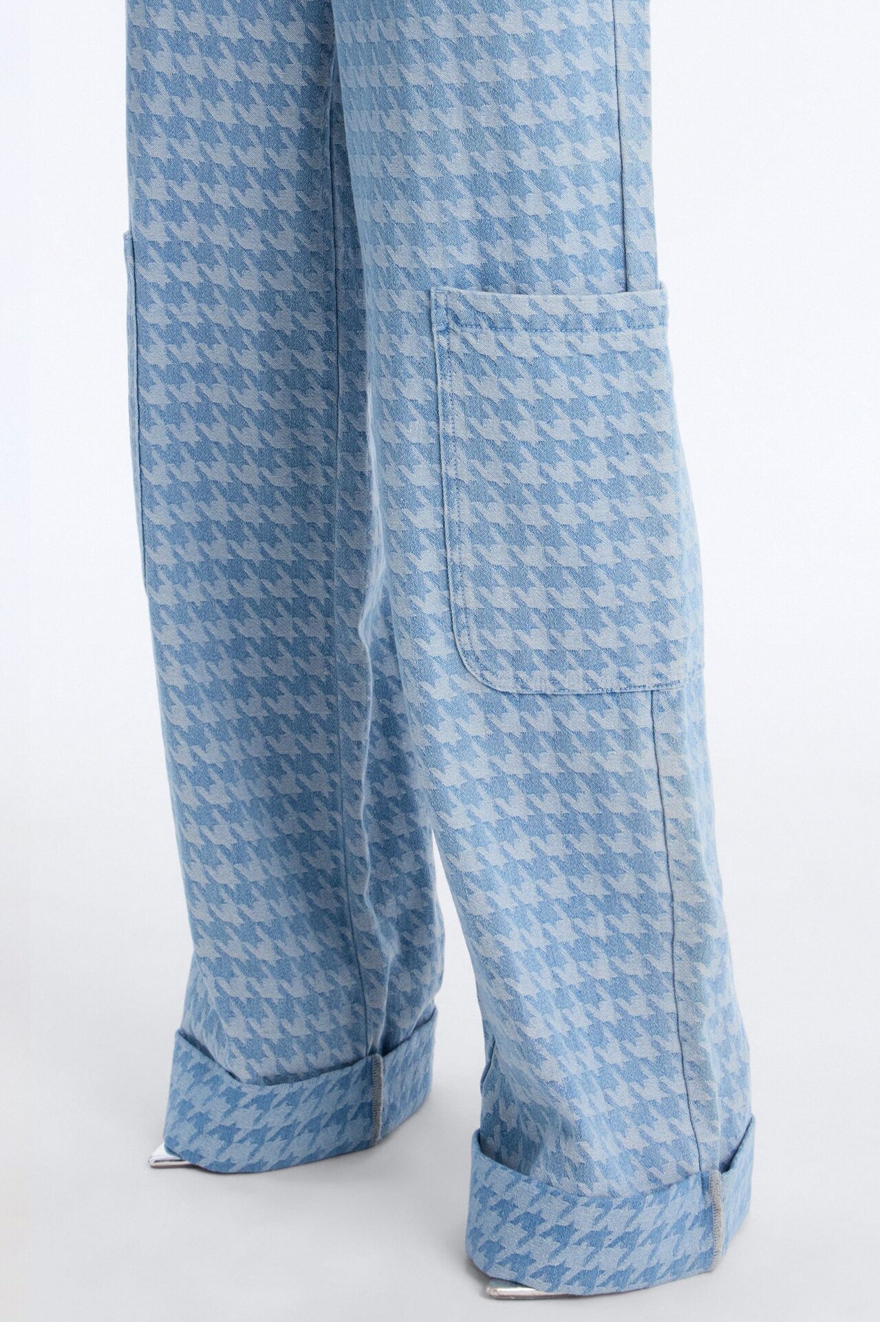 Desiree Denim Houndstooth Pant Set - Light Wash