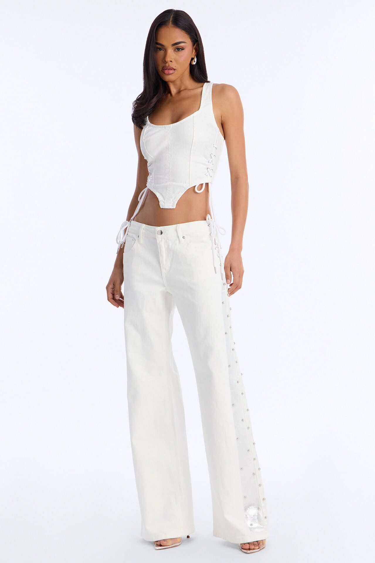 Electric Muse Studded Pant Set - White