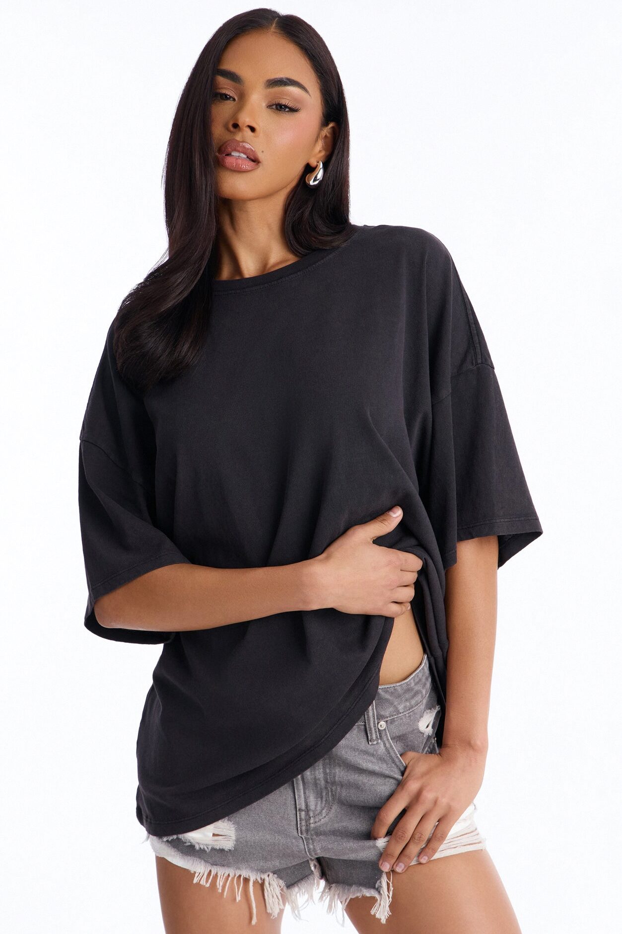 Cayden Washed Oversized Short Sleeve T-Shirt - Black