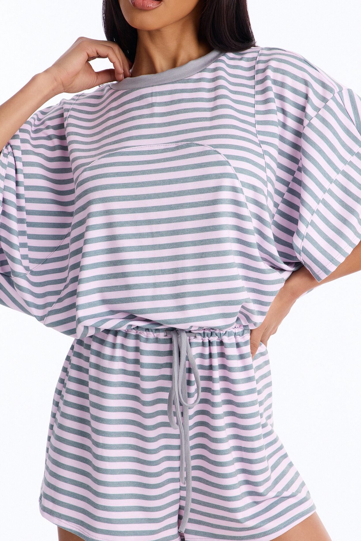 Read Between The Lines French Terry Romper - Pink