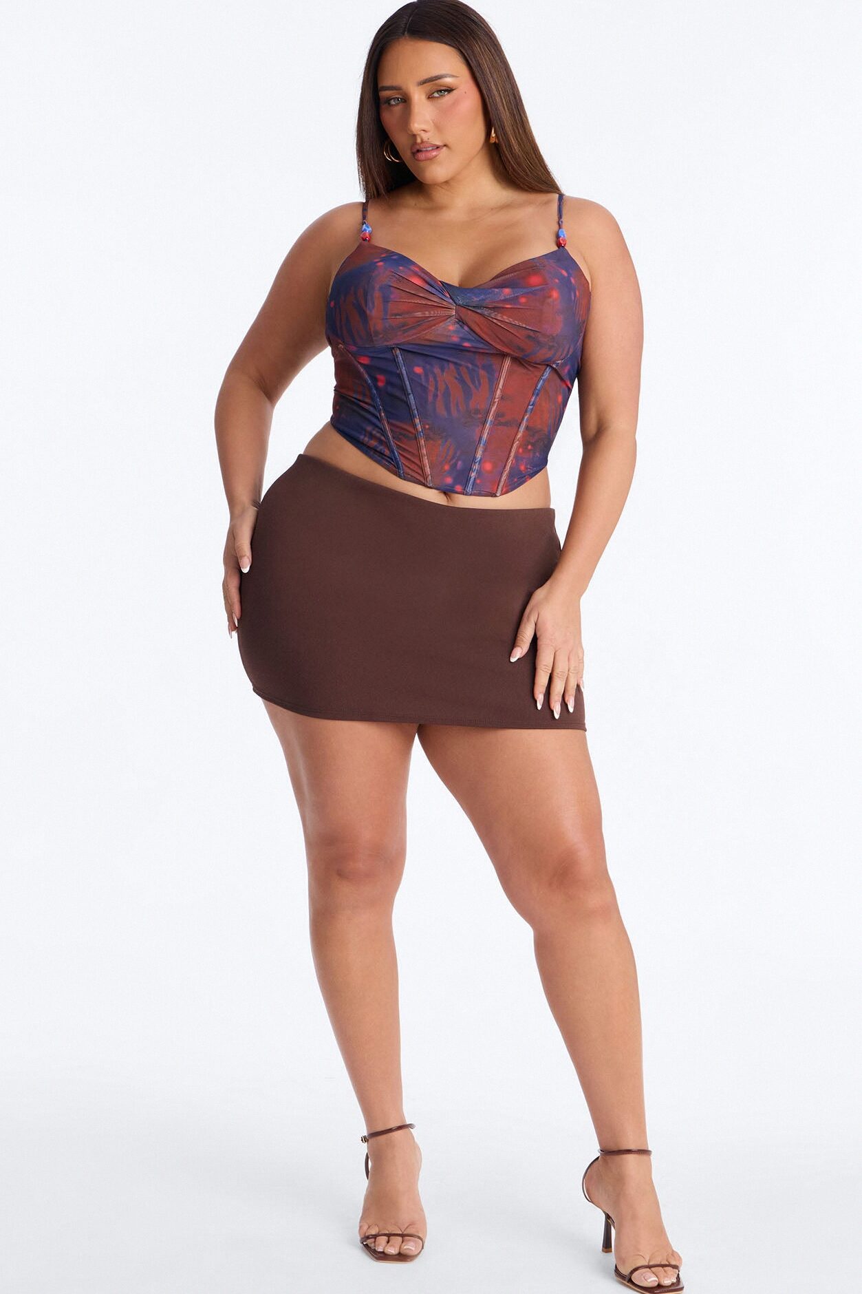 Surreal Feeling Mesh Beaded Corset Top - Blue/combo