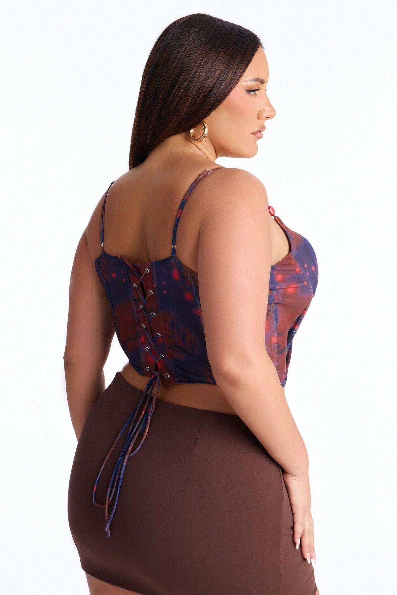 Surreal Feeling Mesh Beaded Corset Top - Blue/combo