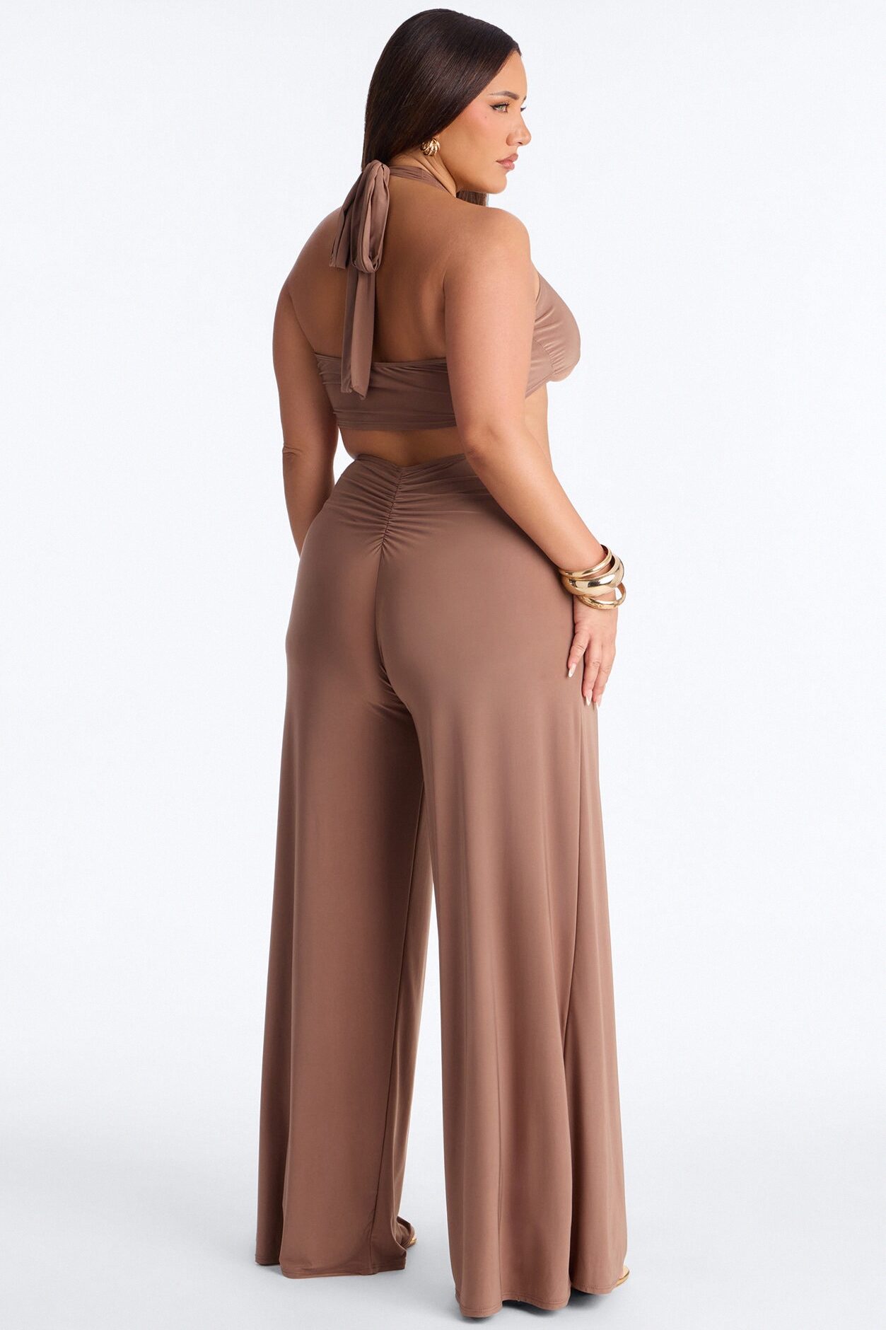 Jessa Cut Out Halter Jumpsuit - Mocha