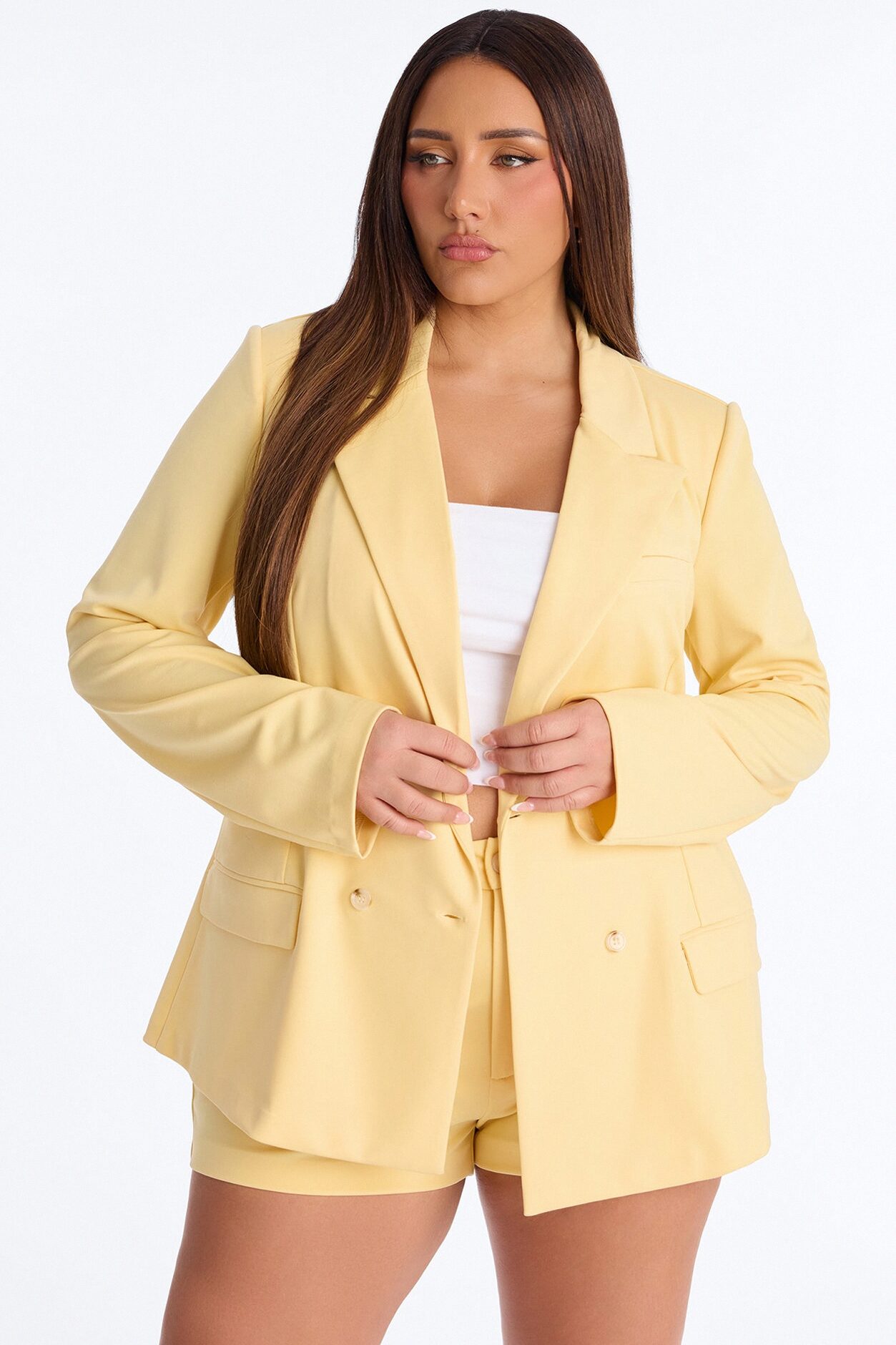 Bright Intentions Blazer Short Set - Yellow
