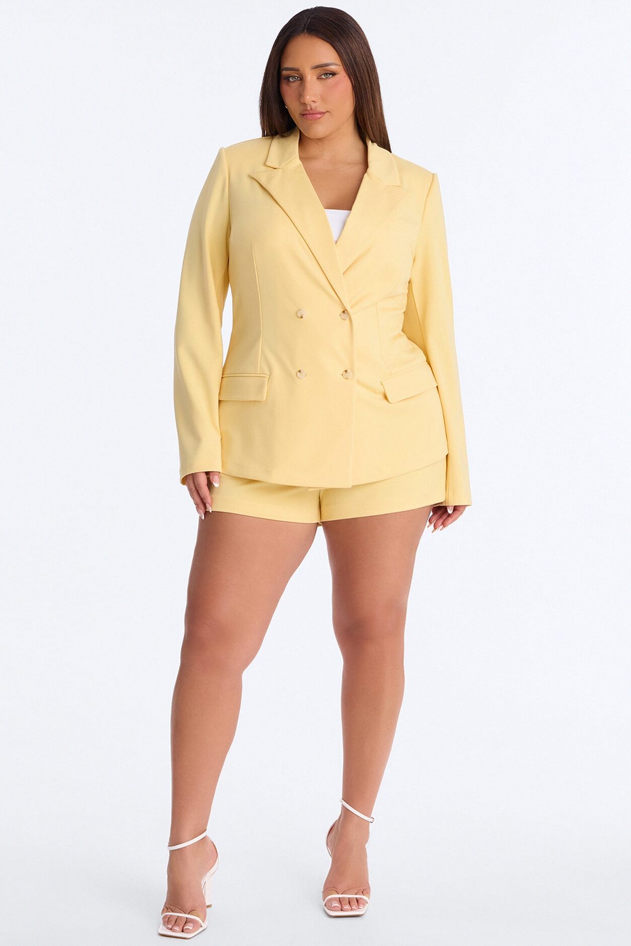 Bright Intentions Blazer Short Set - Yellow