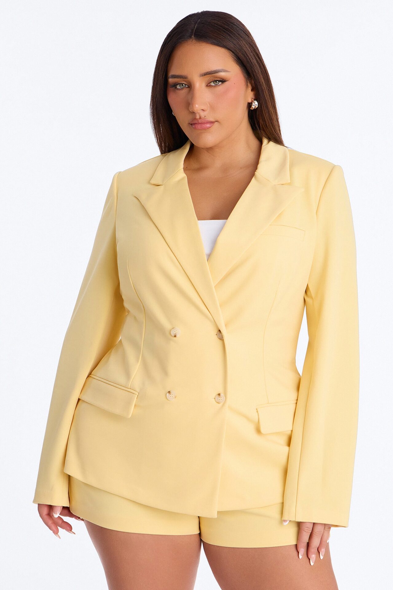 Bright Intentions Blazer Short Set - Yellow