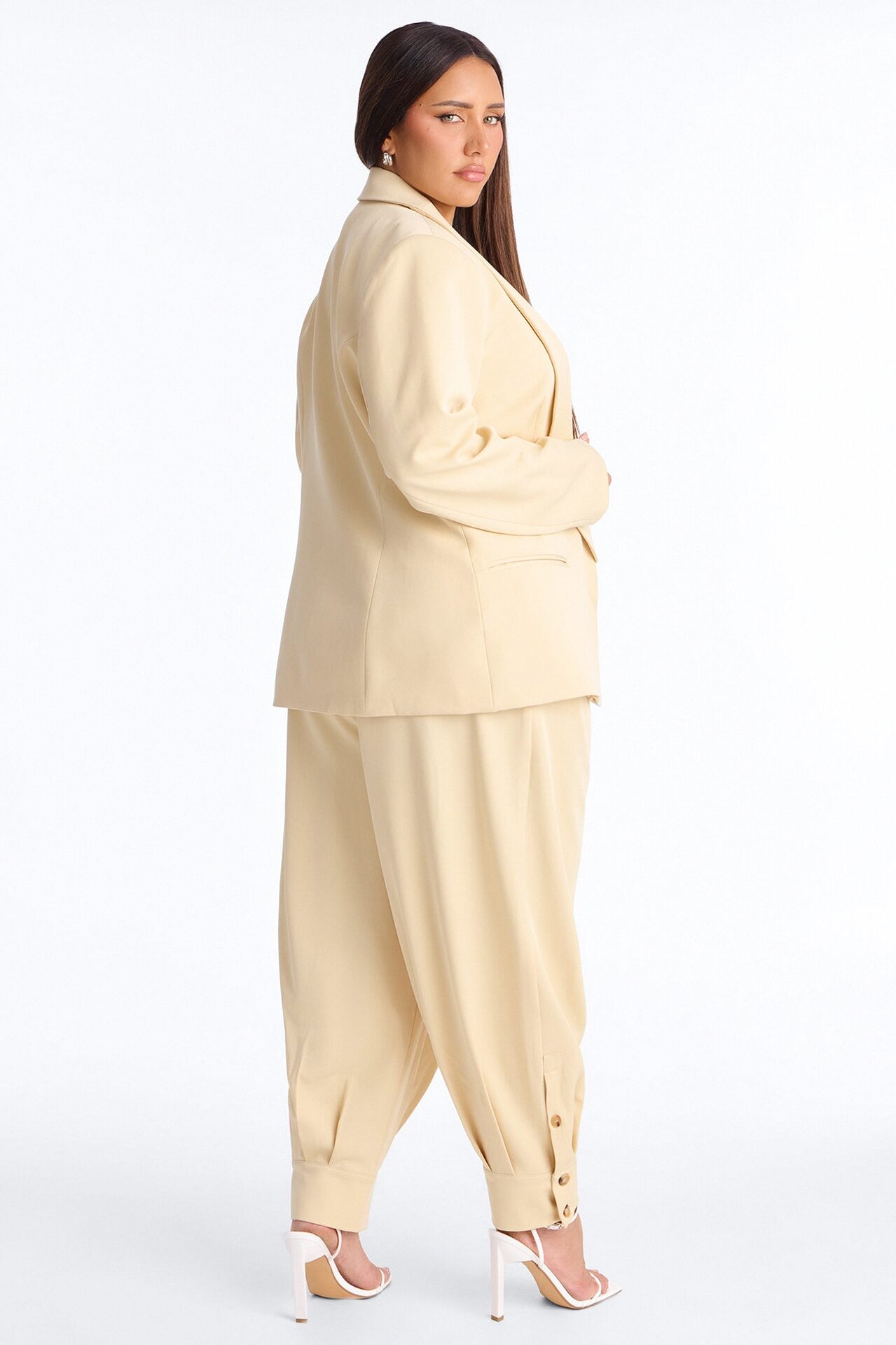 Clara Blazer Balloon Pant Set - Beige