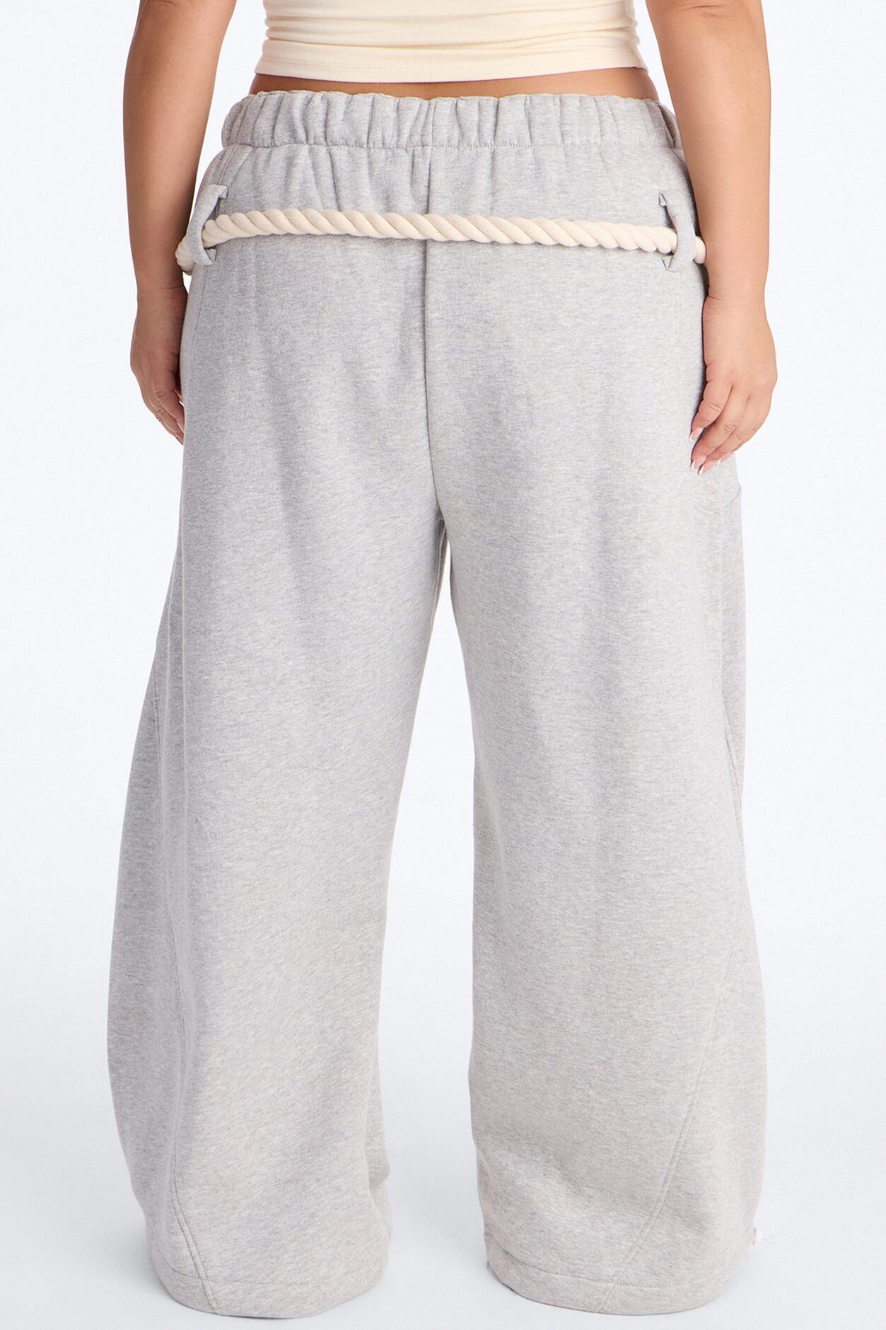 Rope Me In Baggy Barrel Sweatpants - Heather Grey
