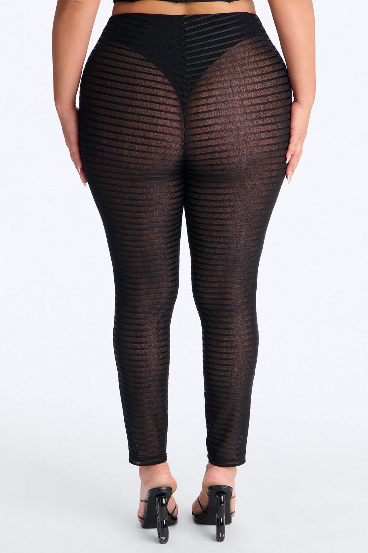 Kaylee Mid Rise Sheer Mesh Legging - Black