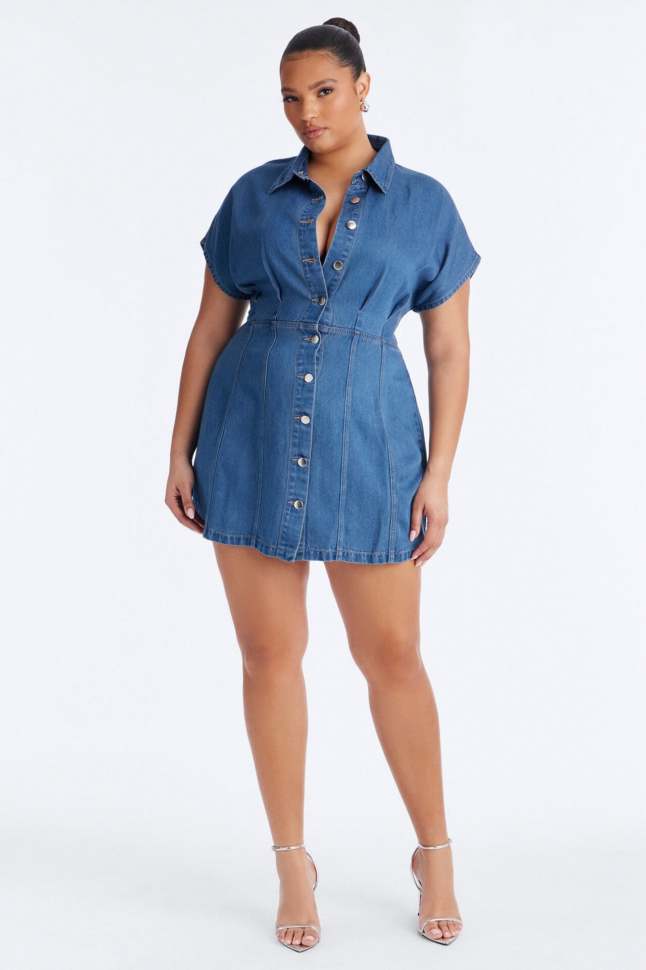 Allise Short Sleeve Denim Mini Dress - Denim
