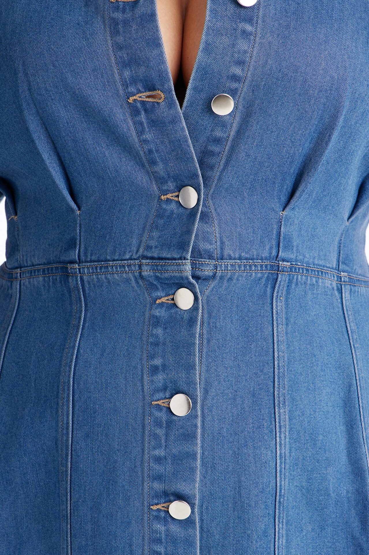 Allise Short Sleeve Denim Mini Dress - Denim