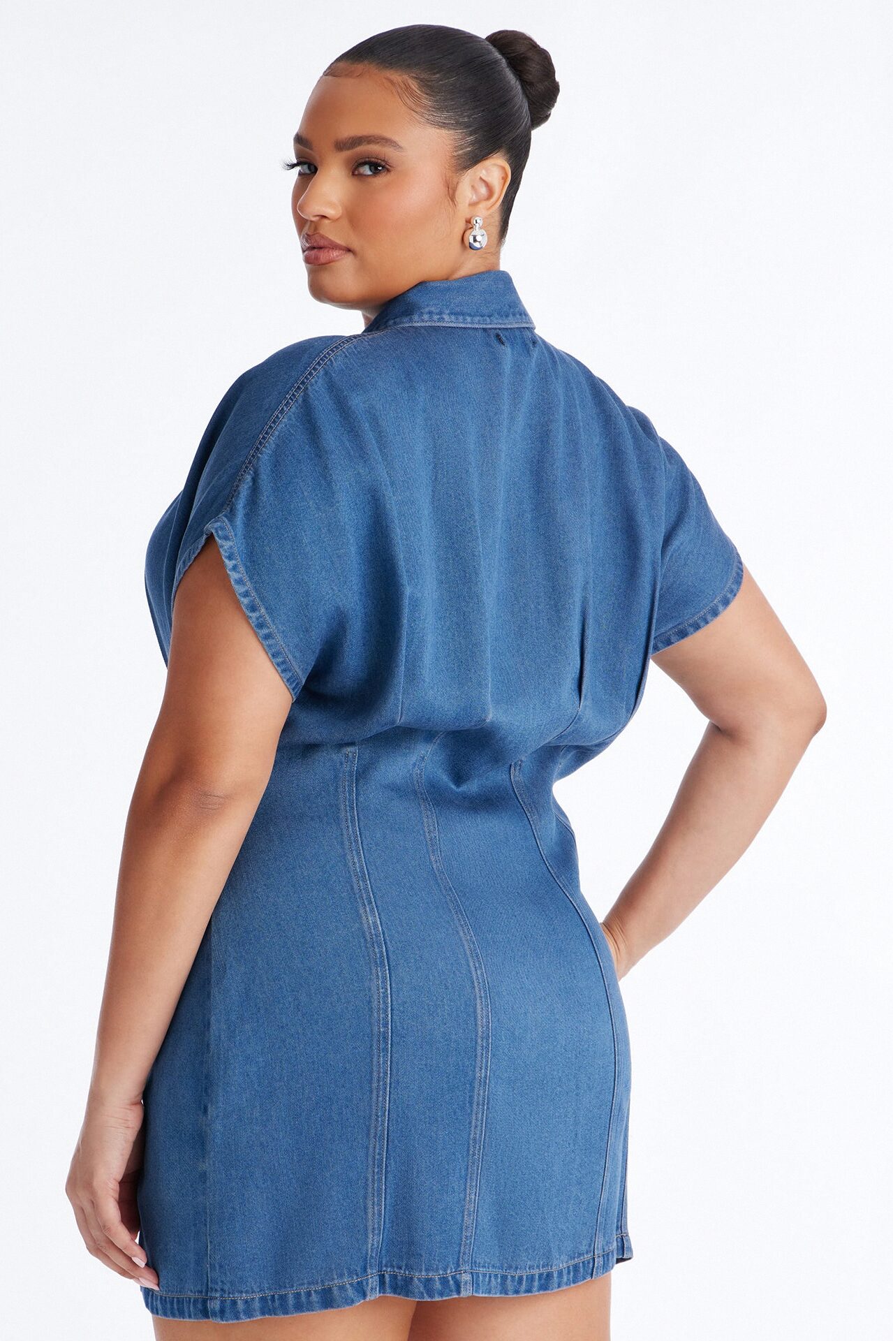 Allise Short Sleeve Denim Mini Dress - Denim