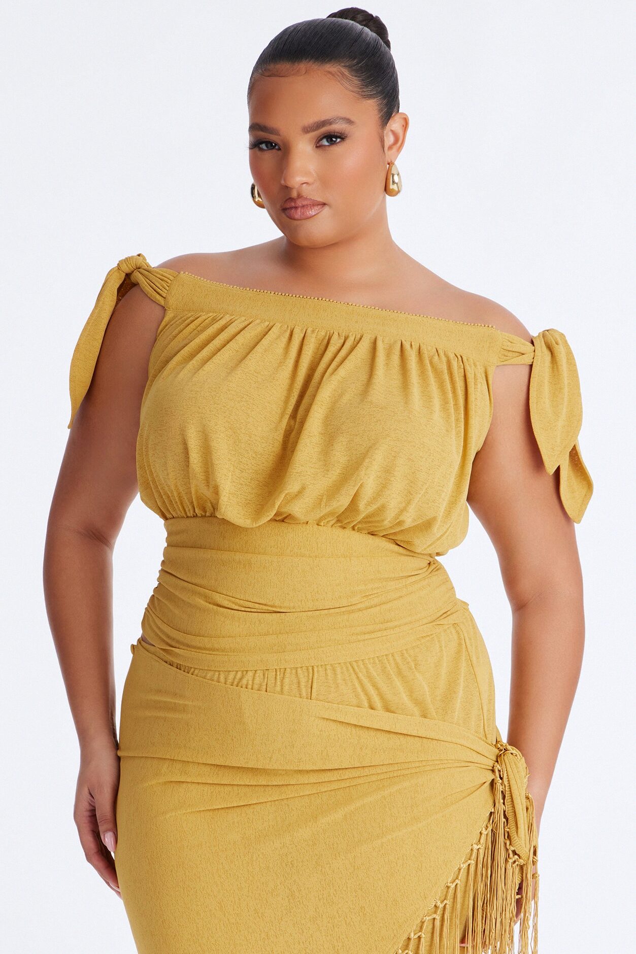 Lorraina 3 Piece Scarf Pant Set - Mustard