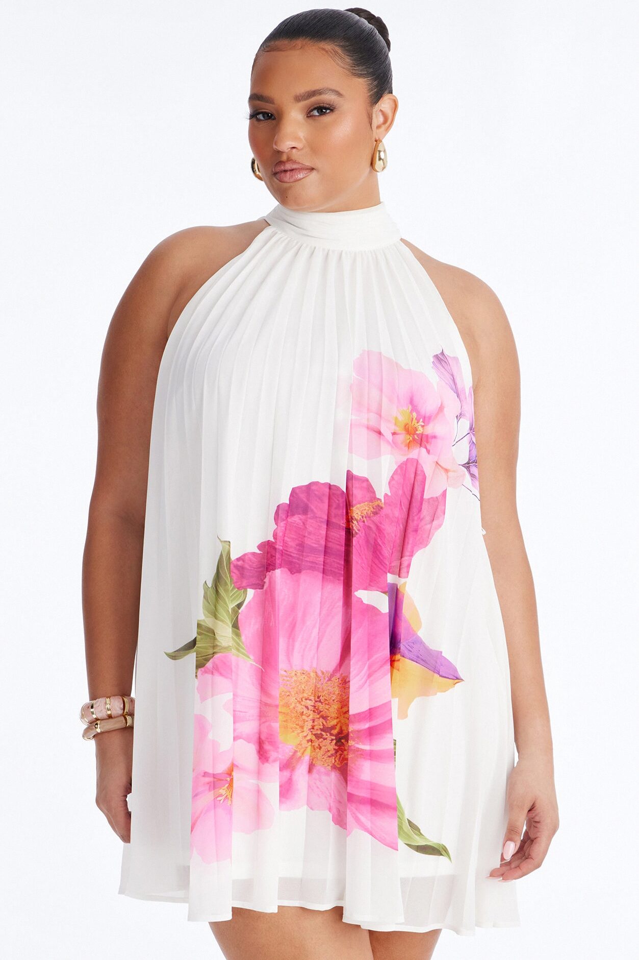 Juliana Sleeveless Chiffon Mini Dress - Ivory