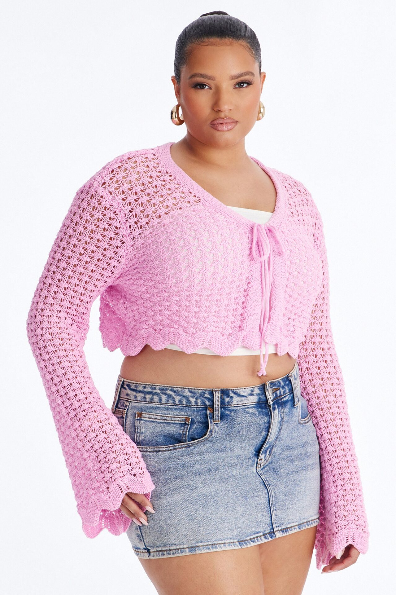Sasha Crochet Cardigan - Pink