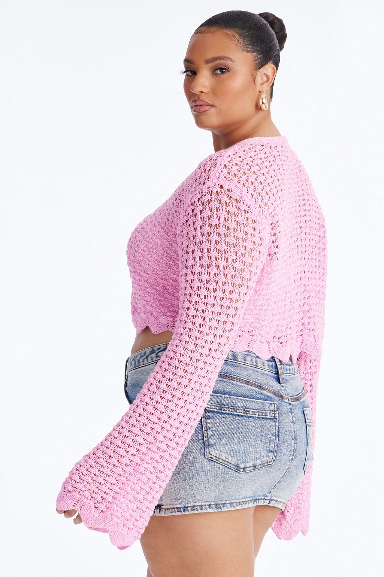 Sasha Crochet Cardigan - Pink