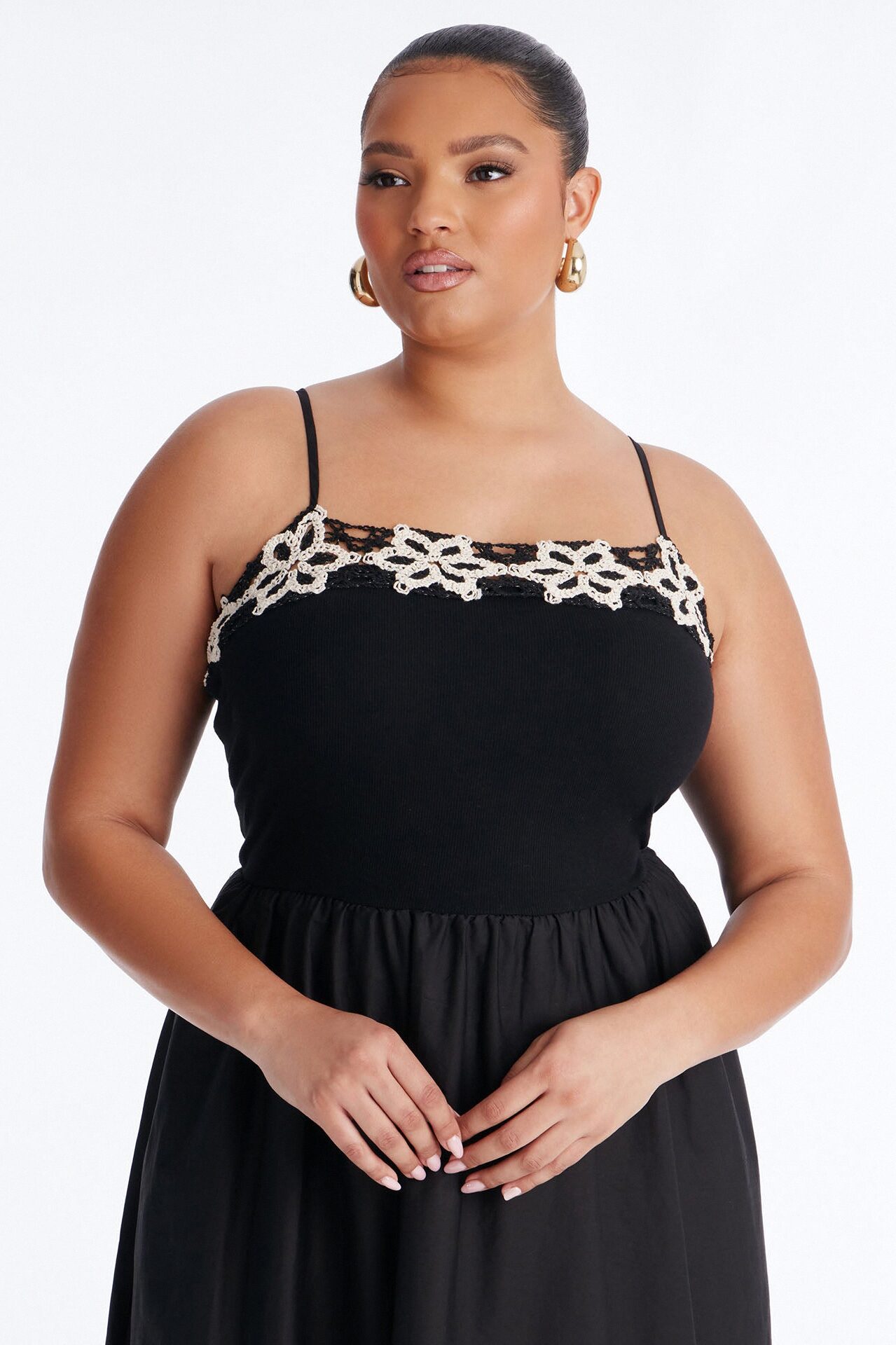 Amelia Crochet Maxi Dress - Black/White