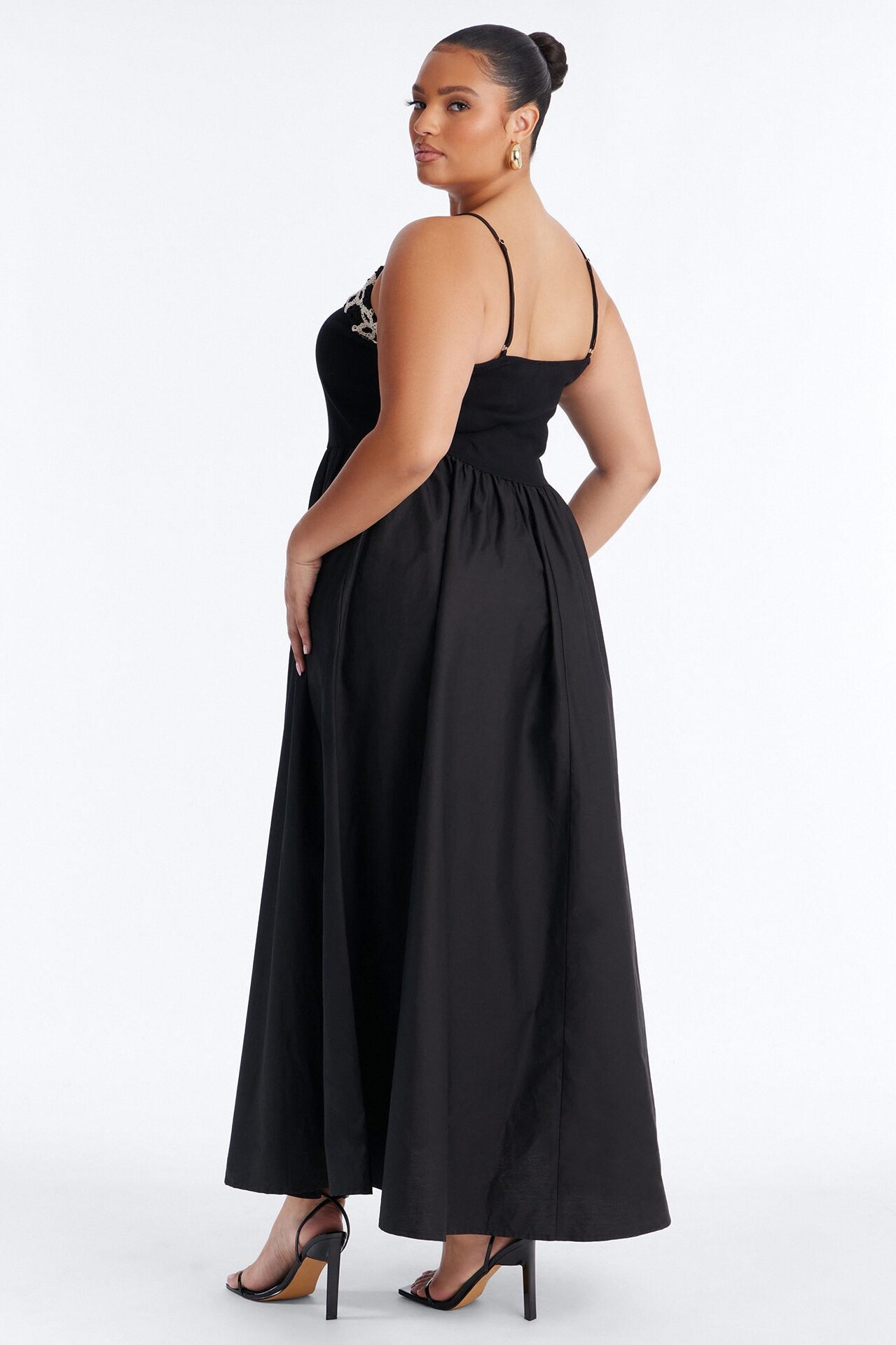 Amelia Crochet Maxi Dress - Black/White