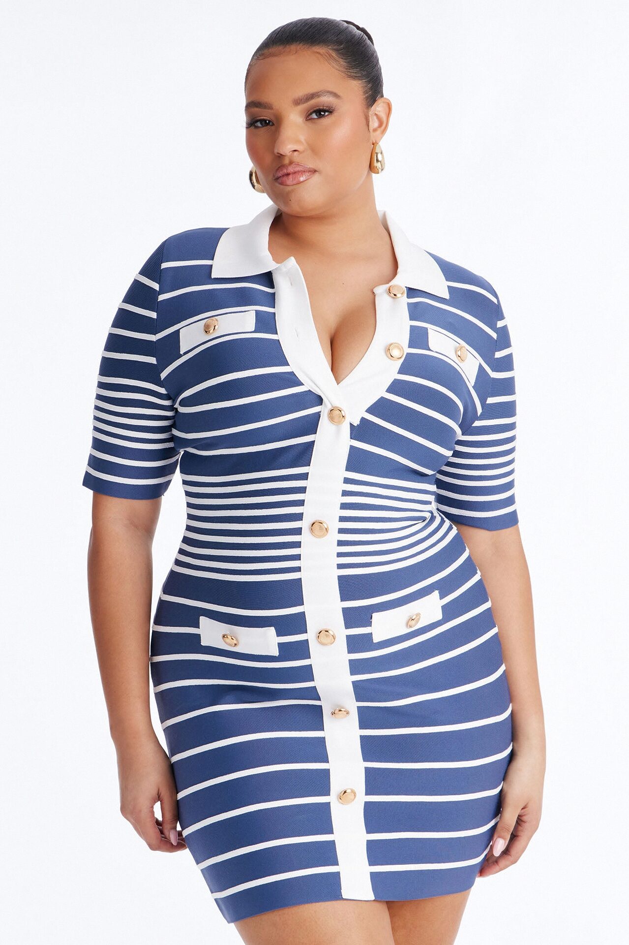 Saylor Short Sleeve Bandage Mini Dress - Navy/combo