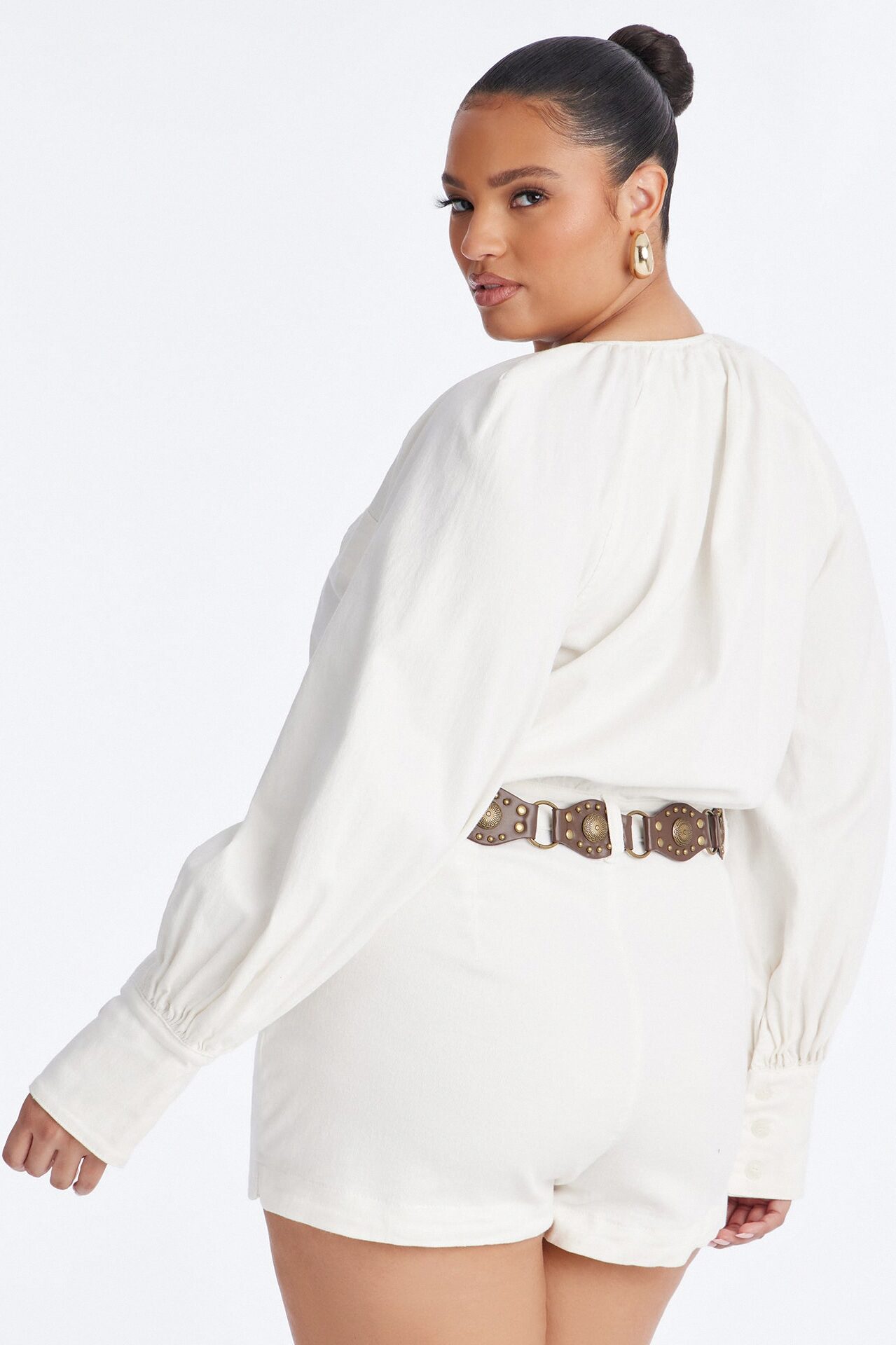 Off To La Quinta Belted Romper - Off White