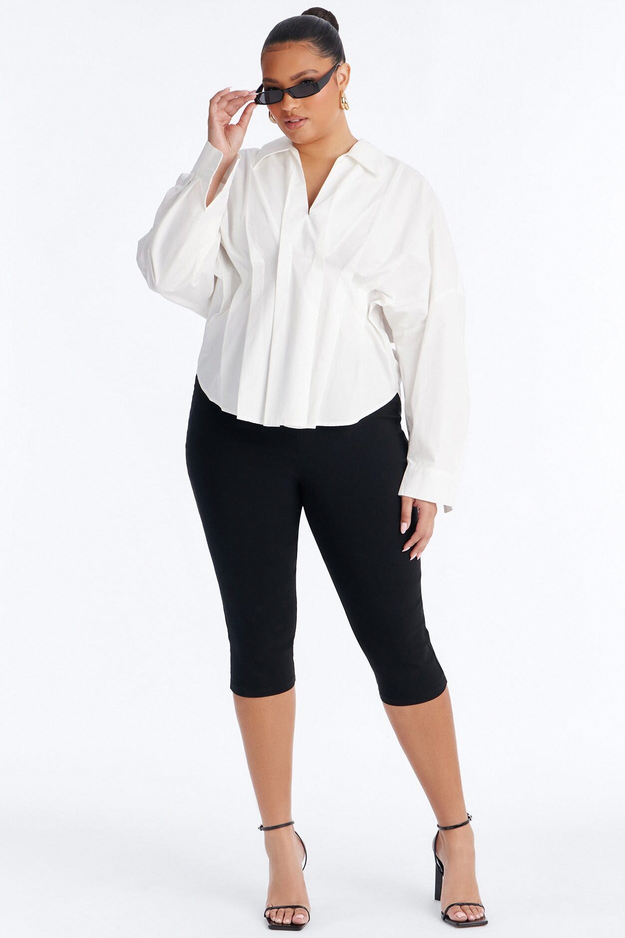 Cool Girl In Progress Pleated Poplin Top - White