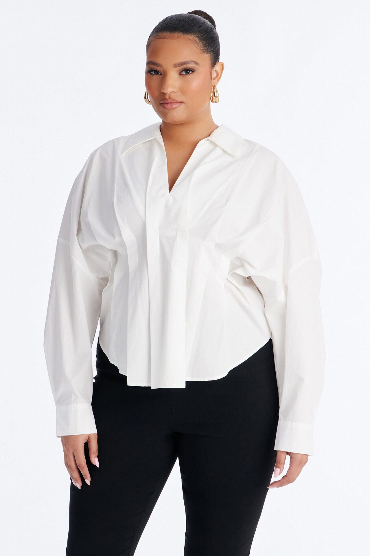 Cool Girl In Progress Pleated Poplin Top - White
