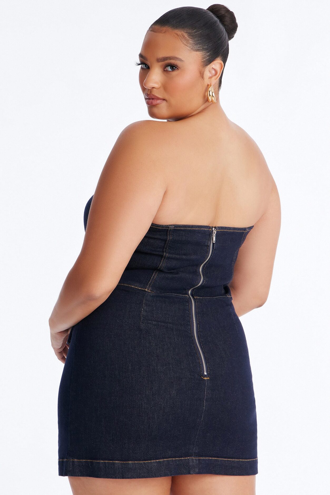 Loren Strapless Stretch Denim Mini Dress - Dark Wash