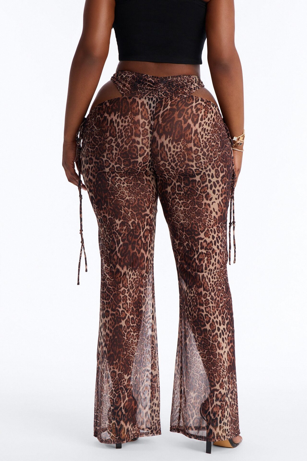 Malani Leopard Low Rise Mesh Flare Pant 33″ - Leopard