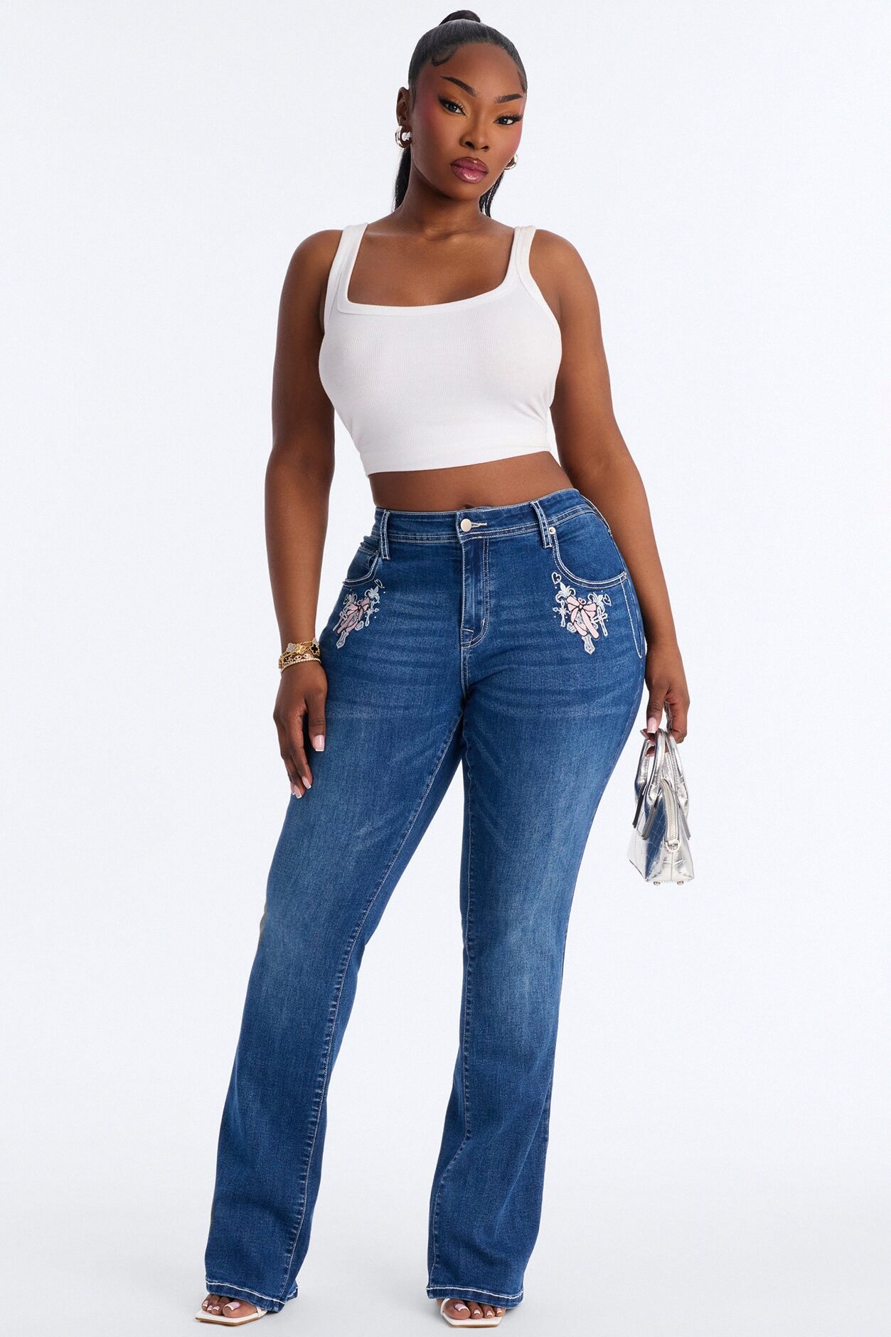 Angel Approved Embellished Bootcut Jeans - Dark Wash