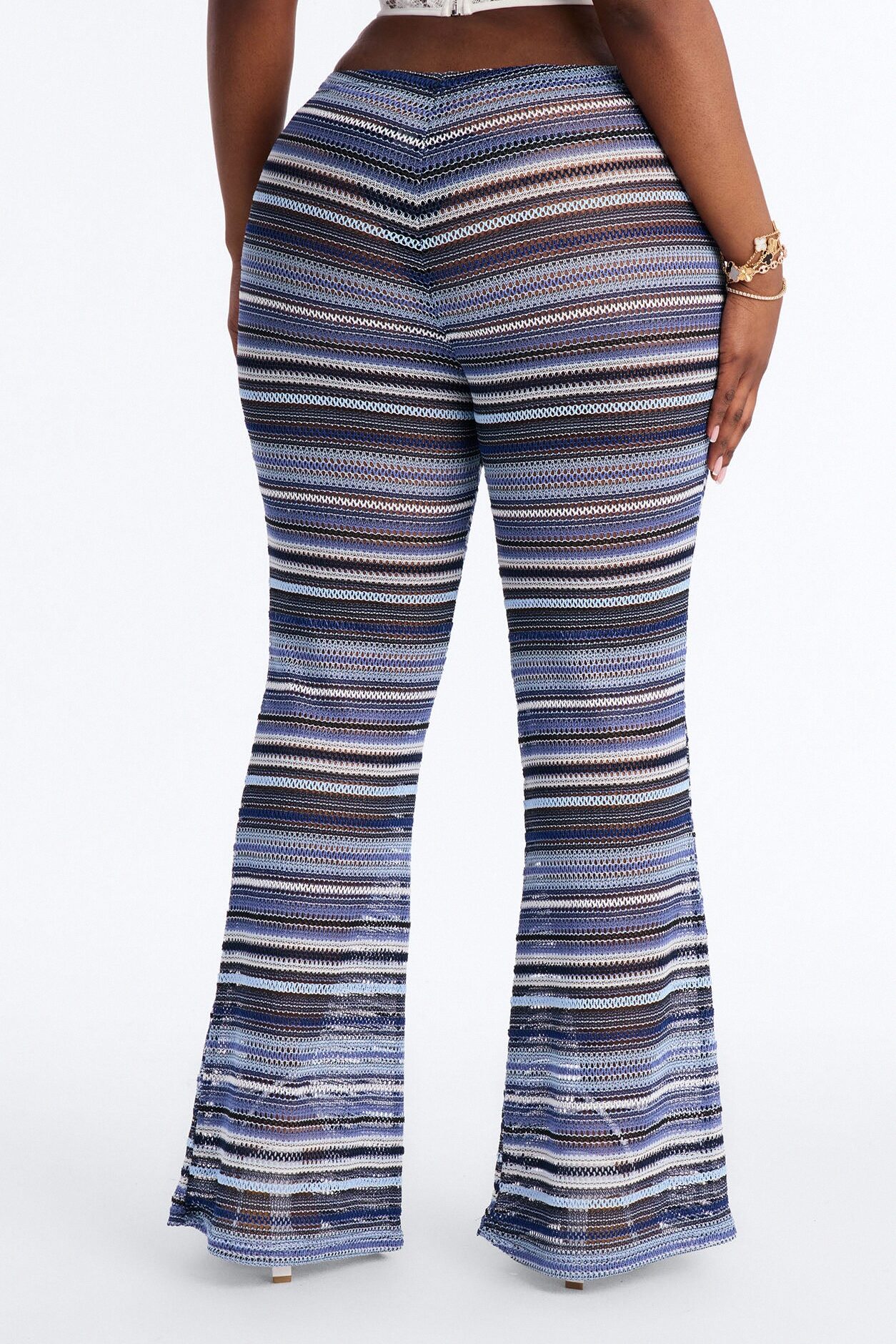On The Beach Low Rise Crochet Flare Pant 33″ - Blue/combo