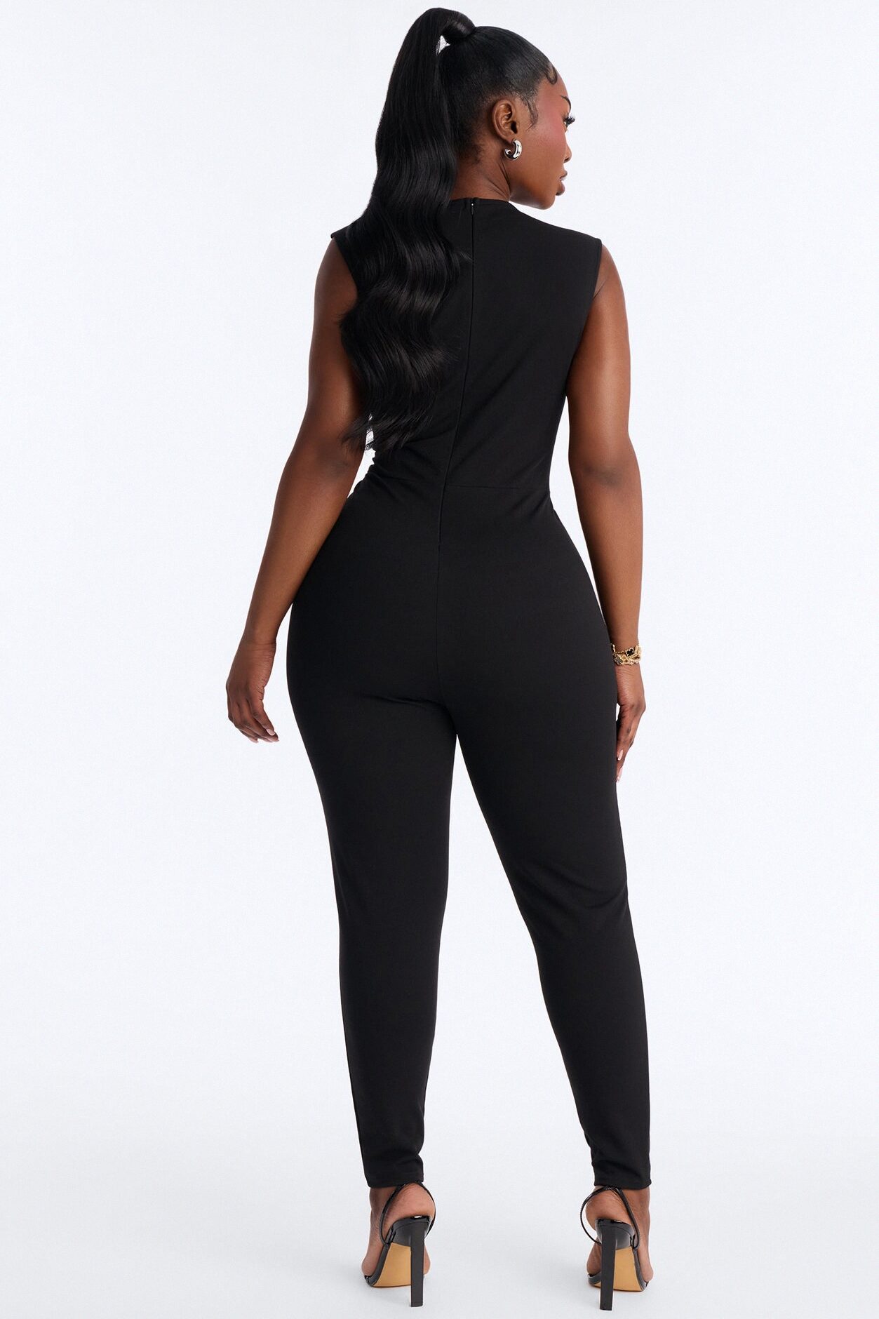 Vanna Draped Catsuit - Black