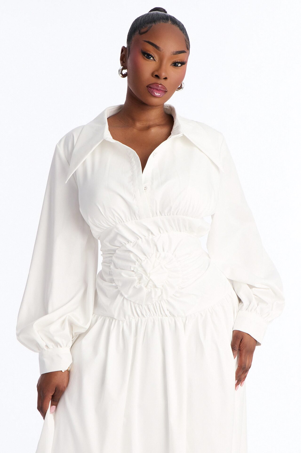 Muse In Motion Ruched Maxi Dress - White