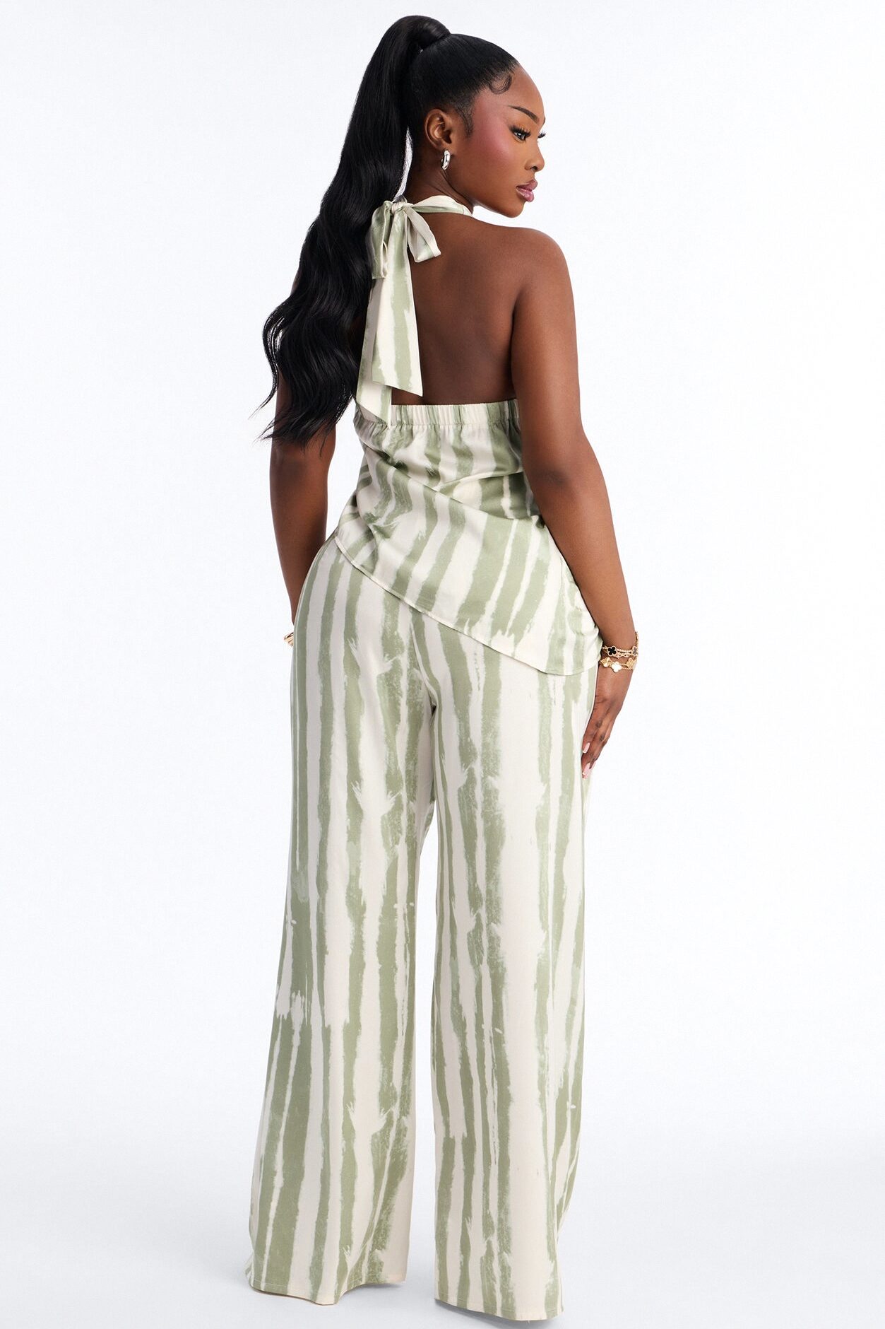 Glimmer Muse Halter Pant Set - Green/combo