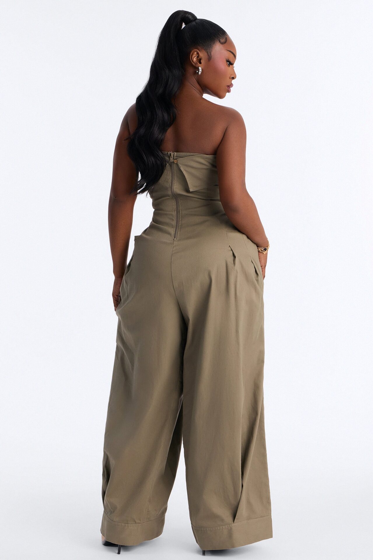 Iman Twil Wide Leg Jumpsuit - Olive
