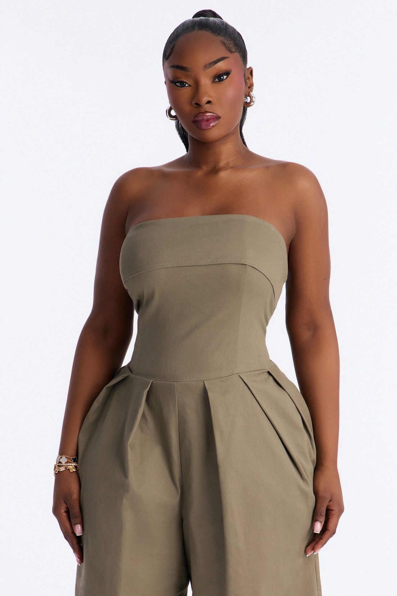 Iman Twil Wide Leg Jumpsuit - Olive